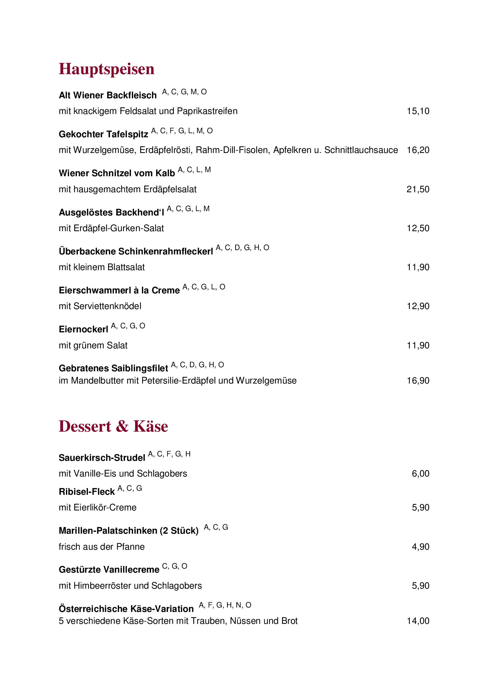 Speisekarte Wiener Rathauskeller in Wien, Seite 6