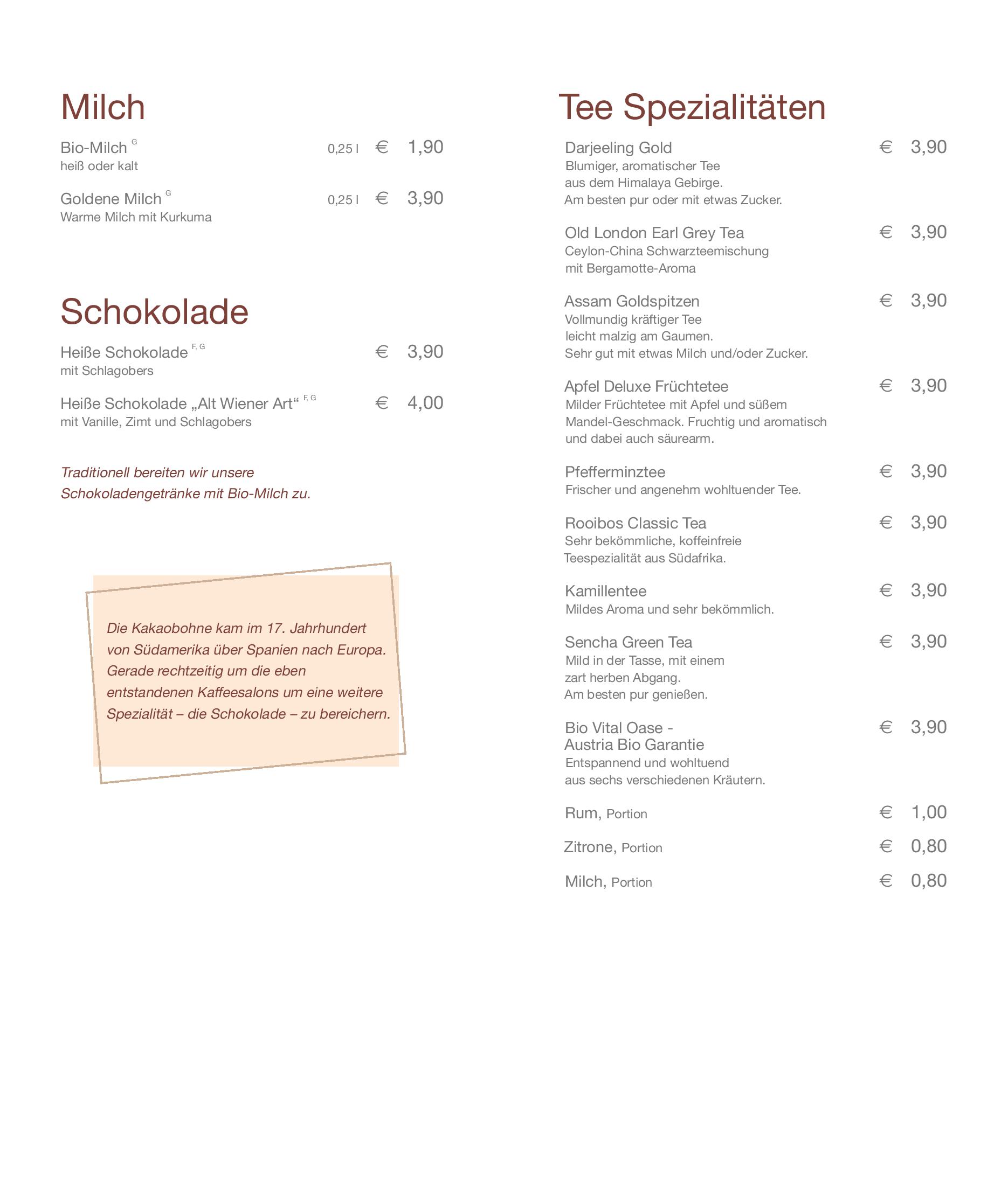 Speisekarte Cafe Clinicum im AKH in Wien, Seite 4