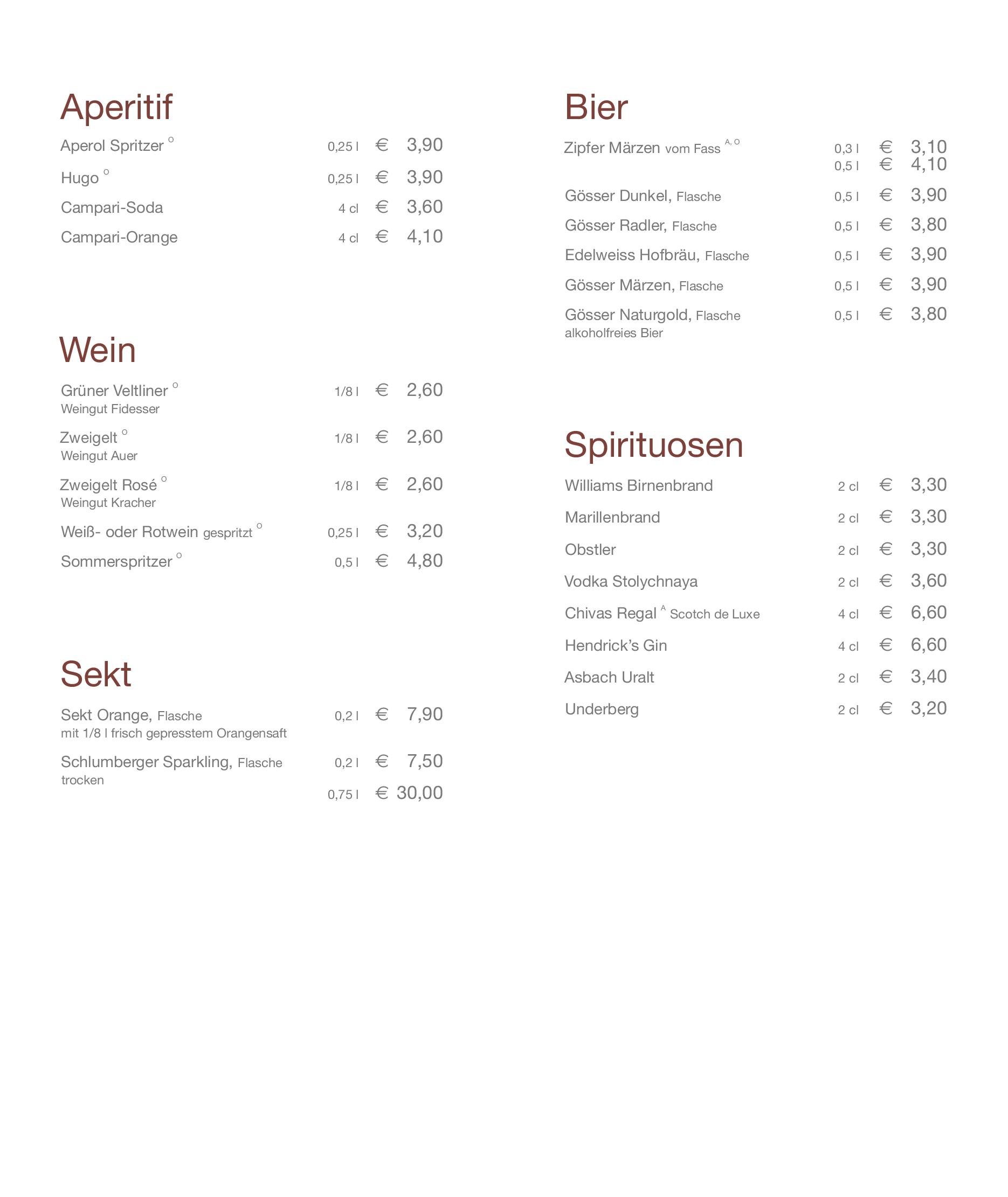 Speisekarte Cafe Clinicum im AKH in Wien, Seite 5