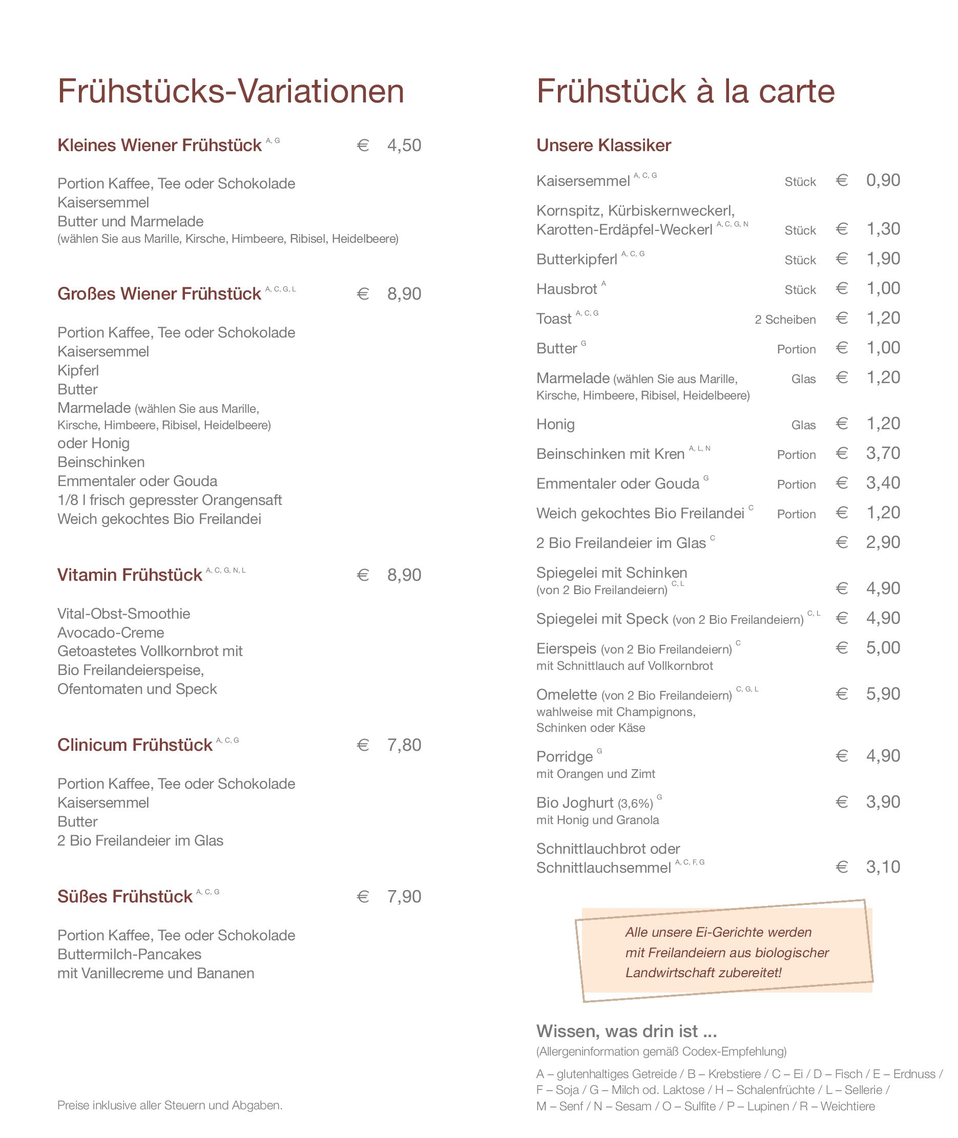 Speisekarte Cafe Clinicum im AKH in Wien, Seite 8