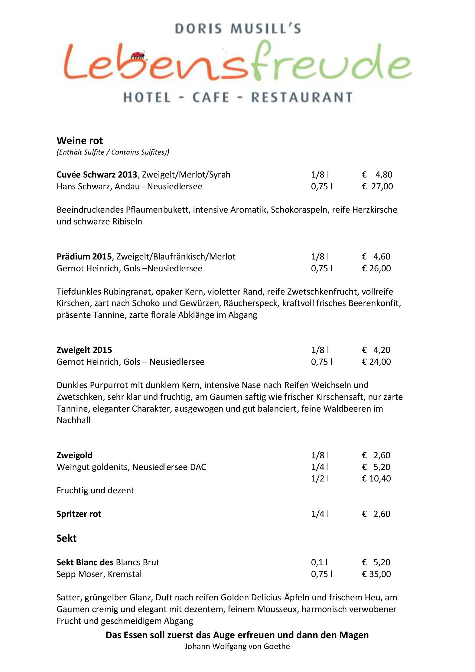 Speisekarte Lebensfreude Hotel Cafè-Restaurant in Bad Mitterndorf in Bad Mitterndorf, Seite 4