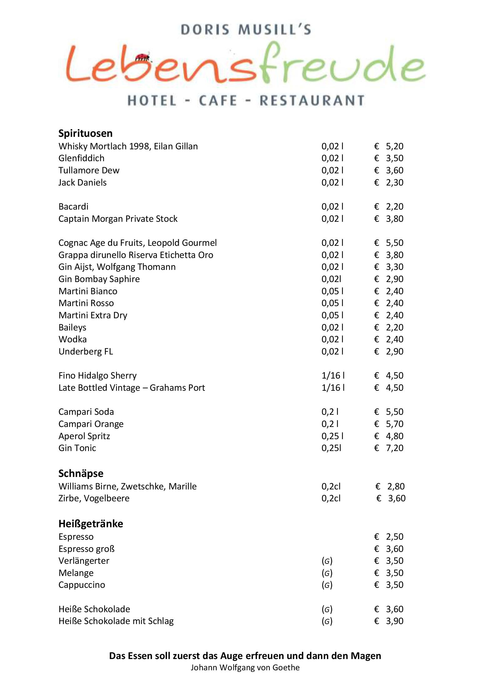 Speisekarte Lebensfreude Hotel Cafè-Restaurant in Bad Mitterndorf in Bad Mitterndorf, Seite 5