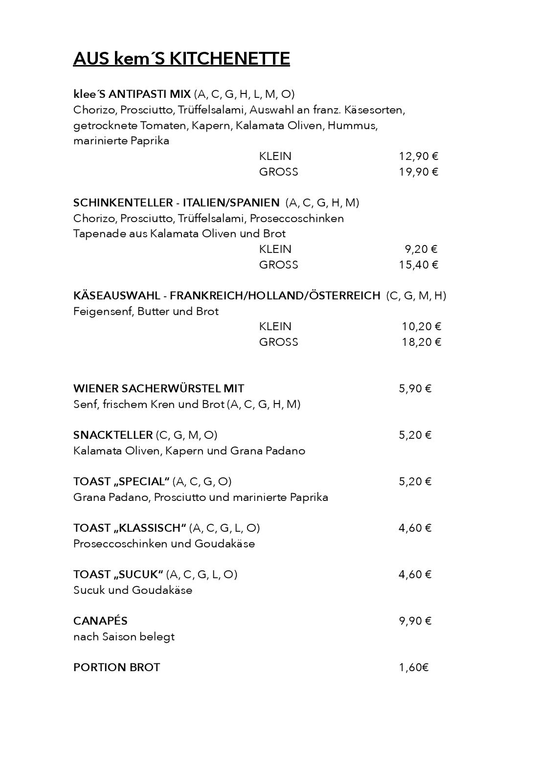 Speisekarte kem'S Bar & Kitchenette in Wien, Seite 7