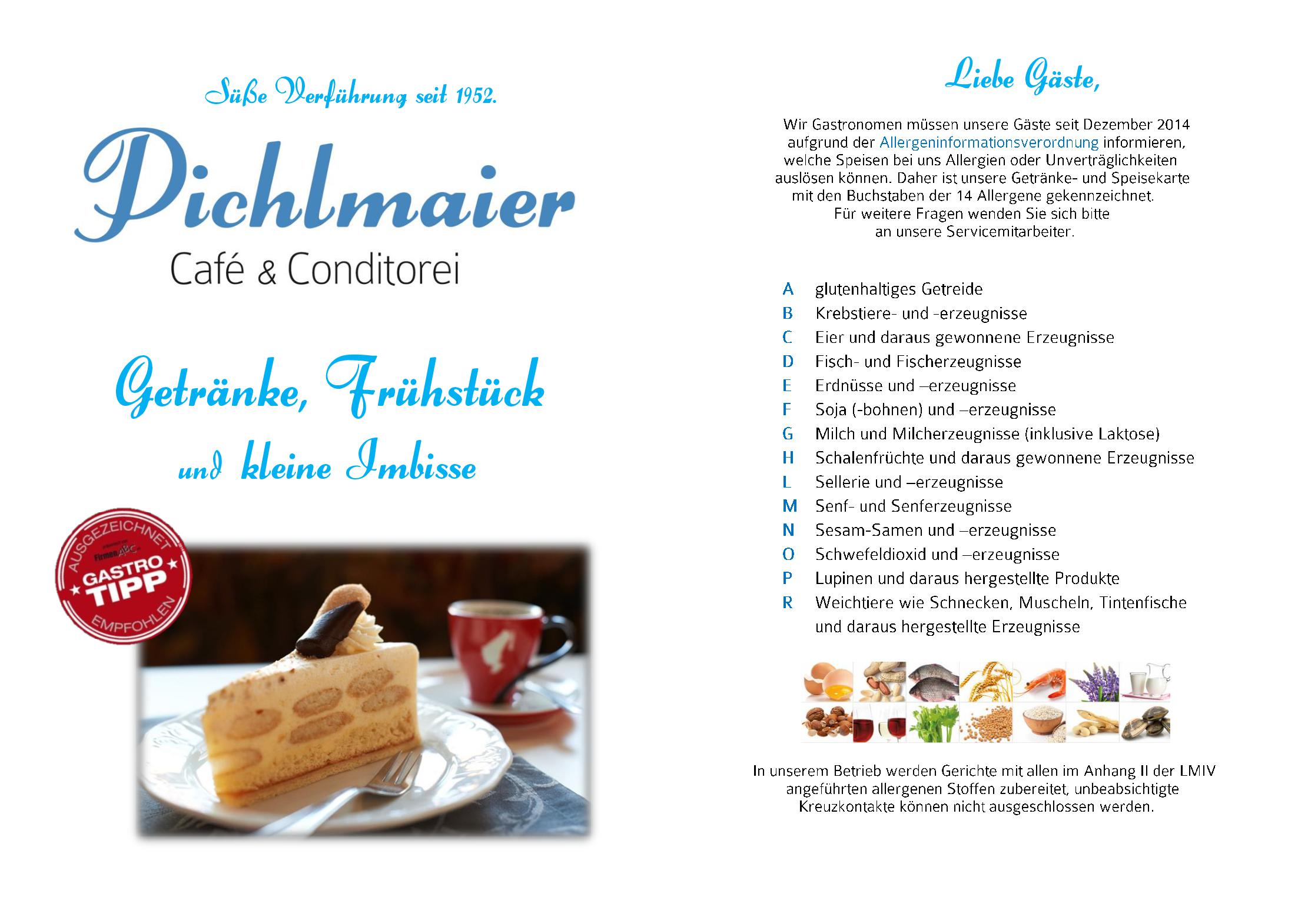Speisekarte Café-Conditorei Pichlmaier in Saalfelden am Steinernen Meer, Seite 7