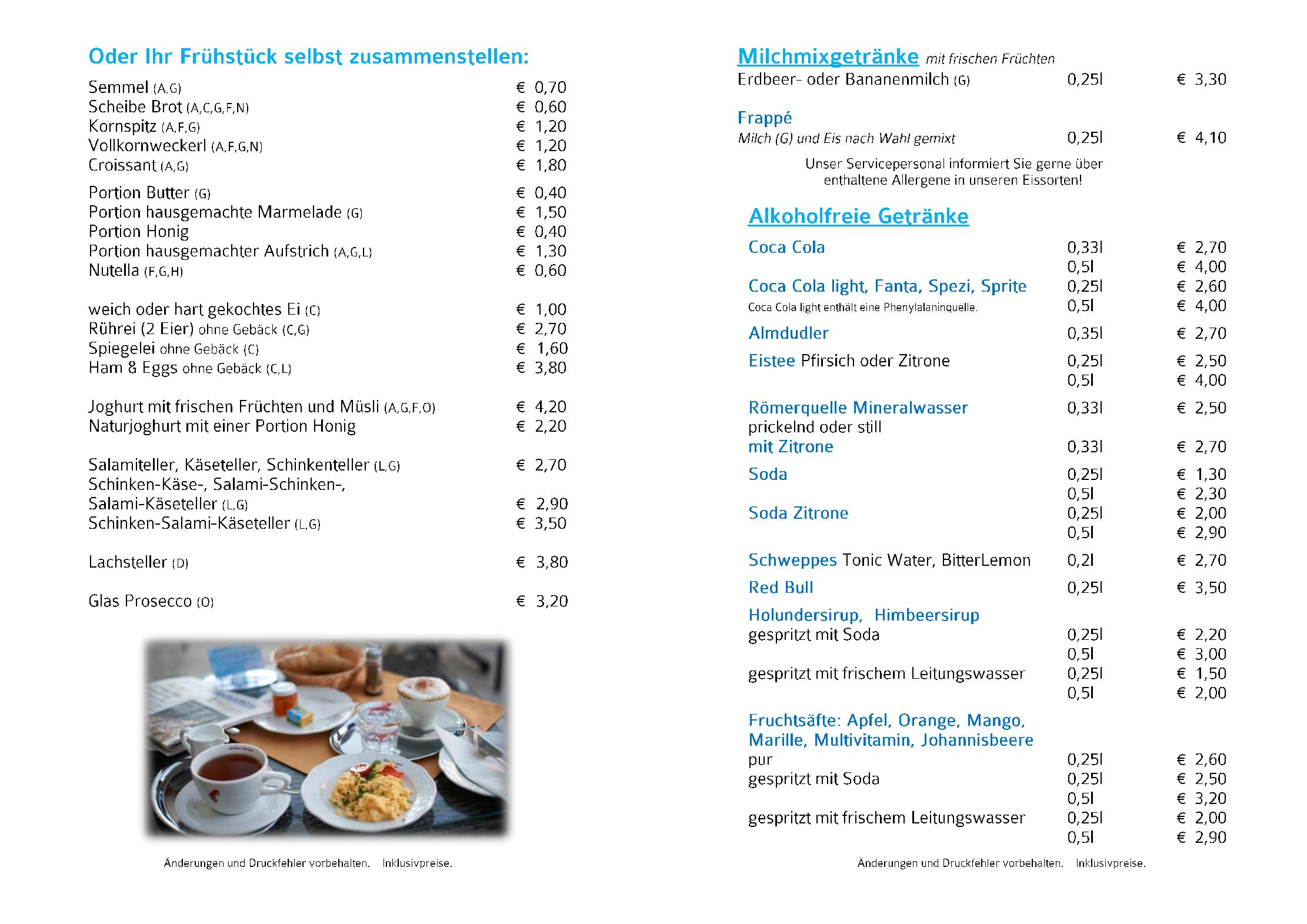 Speisekarte Café-Conditorei Pichlmaier in Saalfelden am Steinernen Meer, Seite 5