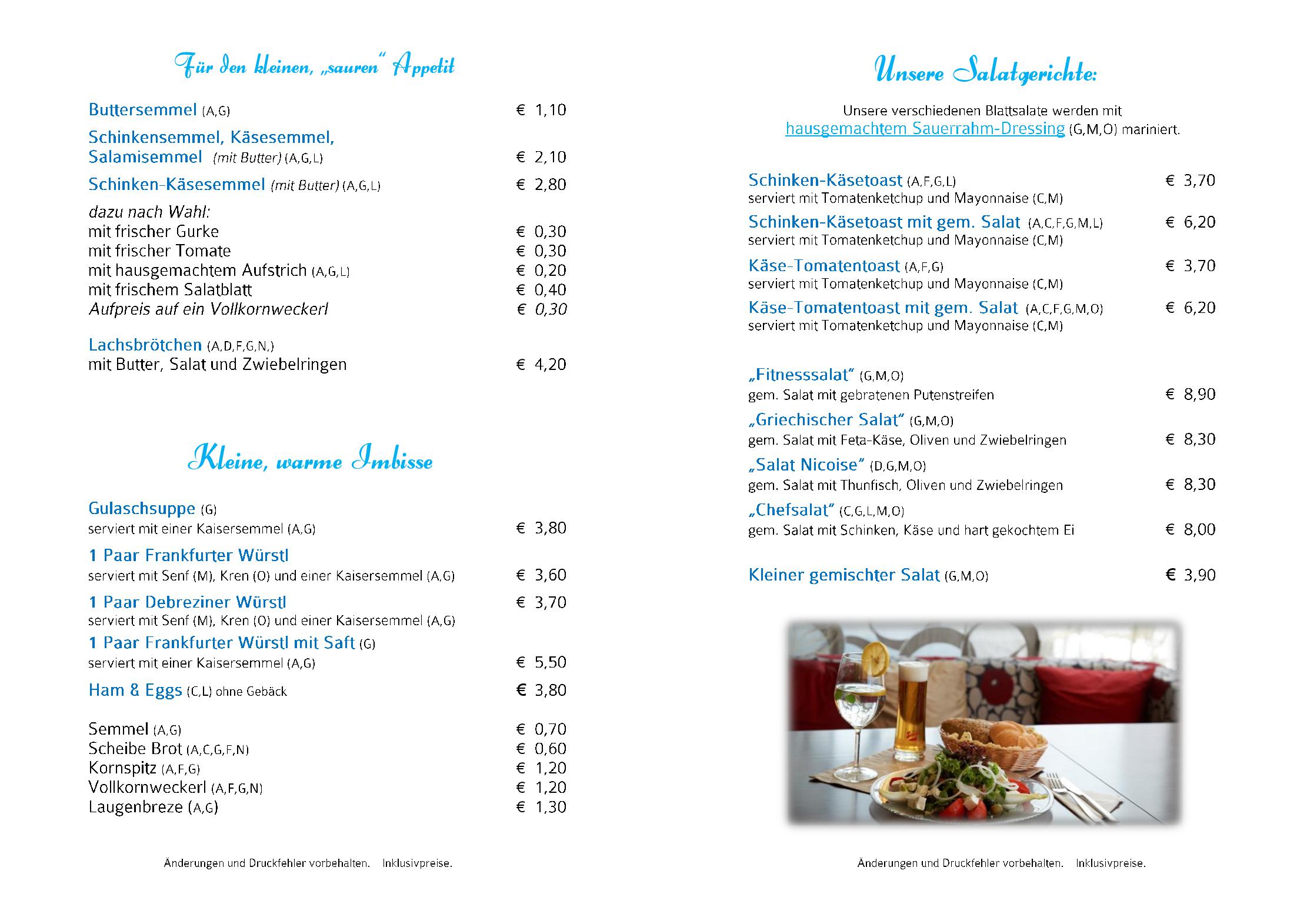 Speisekarte Café-Conditorei Pichlmaier in Saalfelden am Steinernen Meer, Seite 2