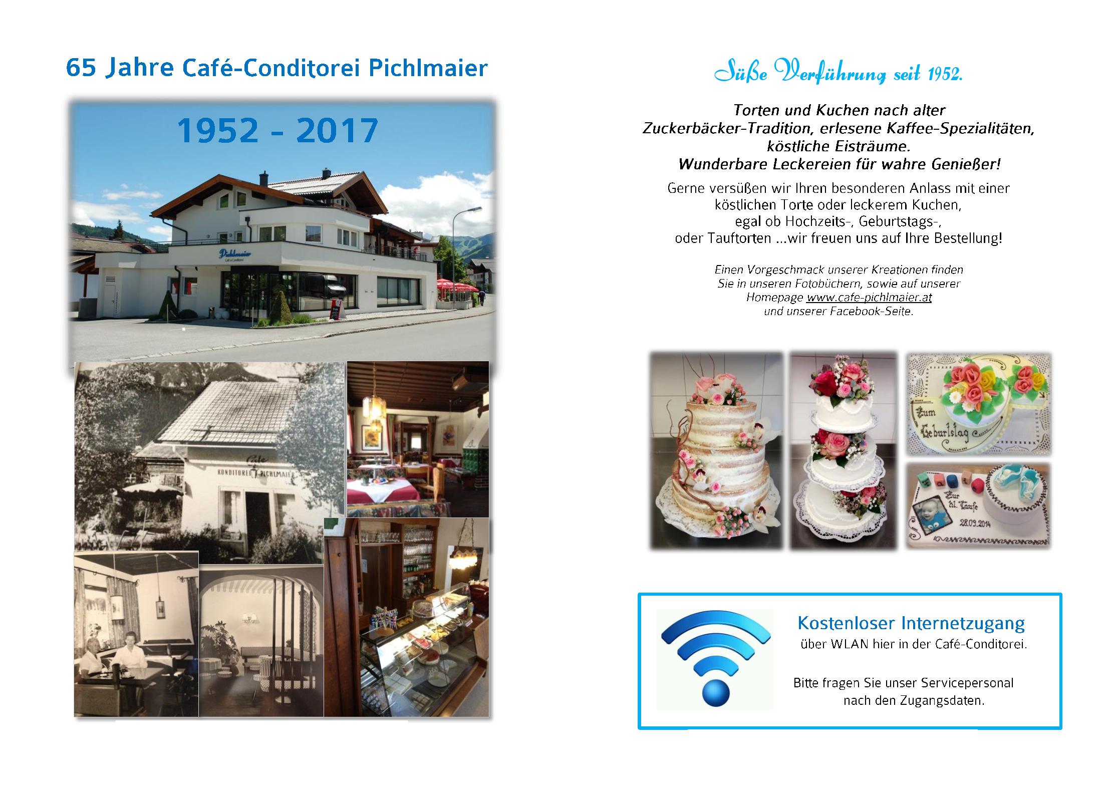 Speisekarte Café-Conditorei Pichlmaier in Saalfelden am Steinernen Meer, Seite 1