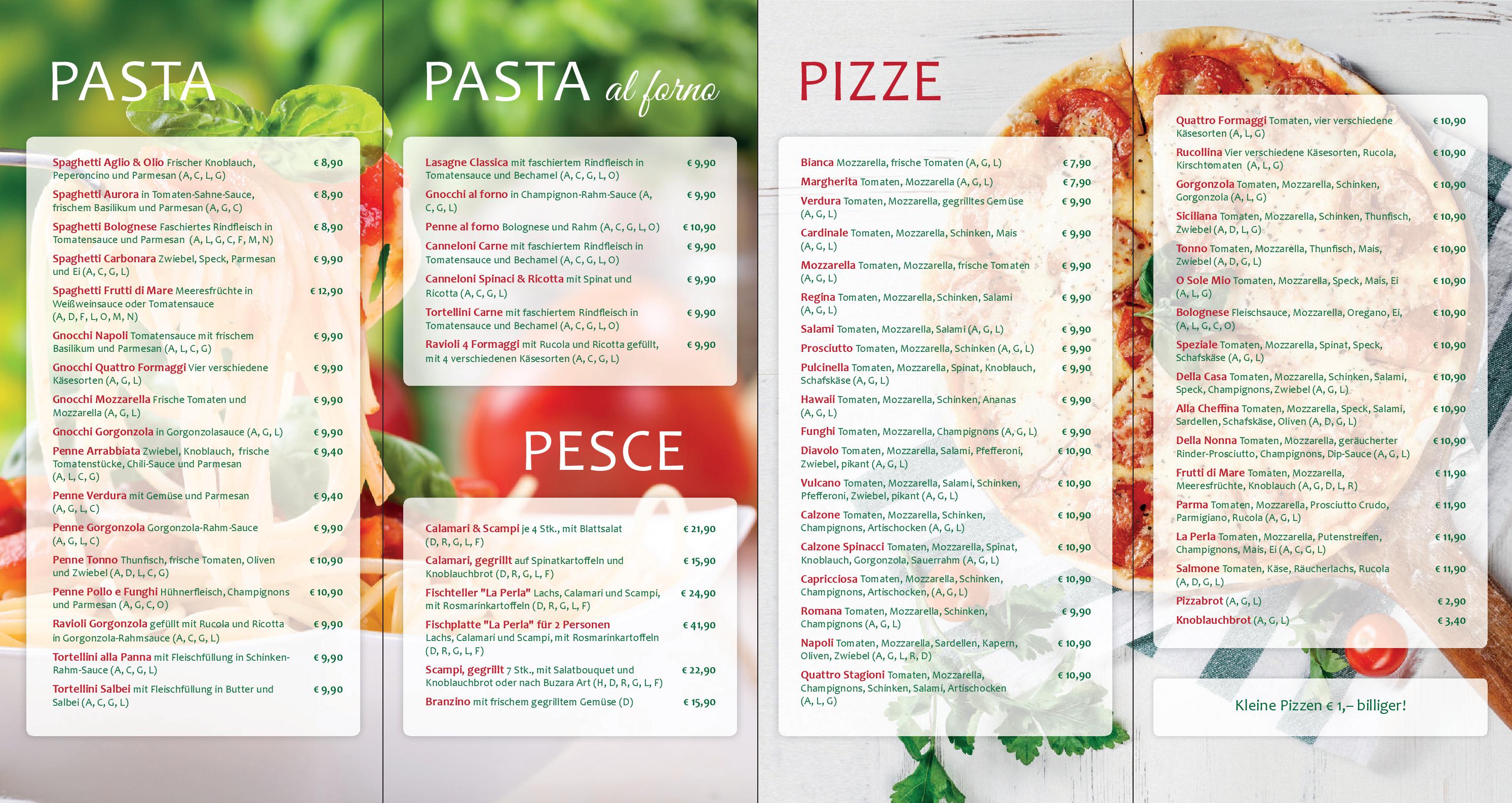 Speisekarte Restaurant - Pizzeria La Perla in Wals, Seite 2