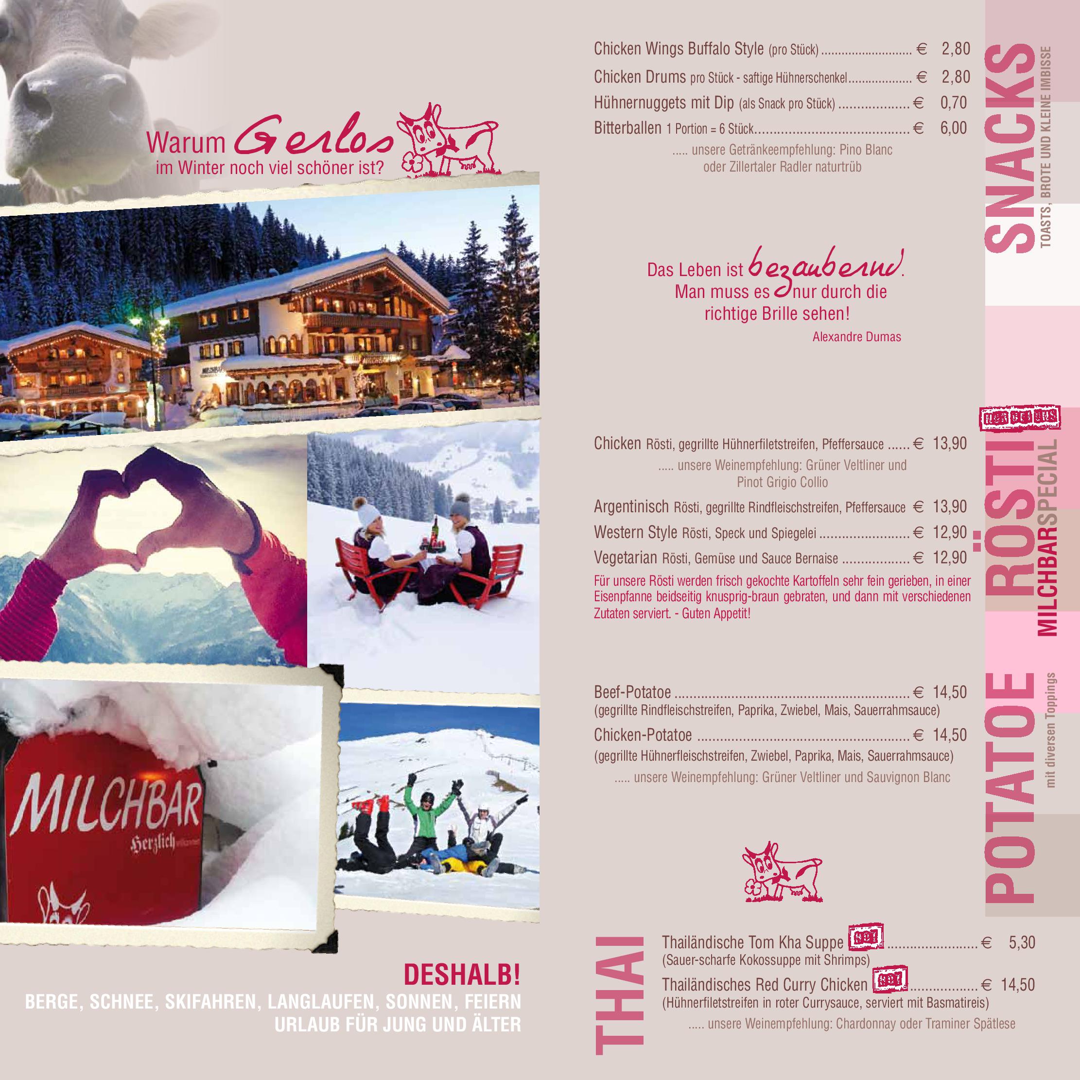 Speisekarte Milchbar & Gerlosperle in Gerlos, Seite 3