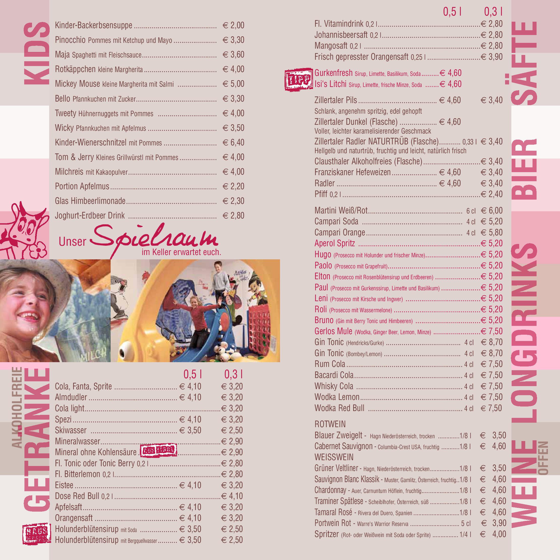 Speisekarte Milchbar & Gerlosperle in Gerlos, Seite 6