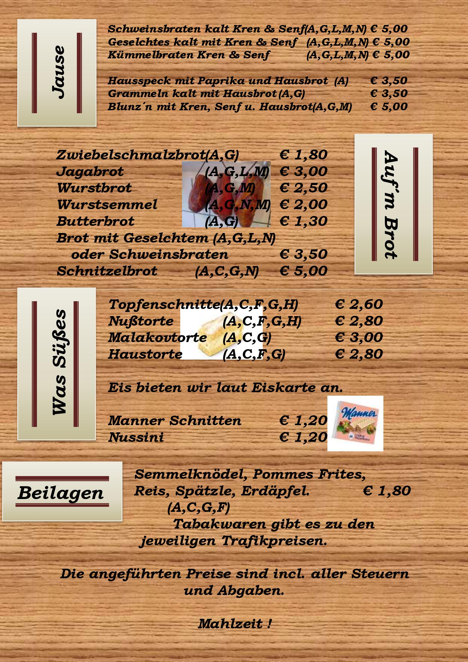 Speisekarte Wirtshaus Robert Krenn in Pitten, Seite 3