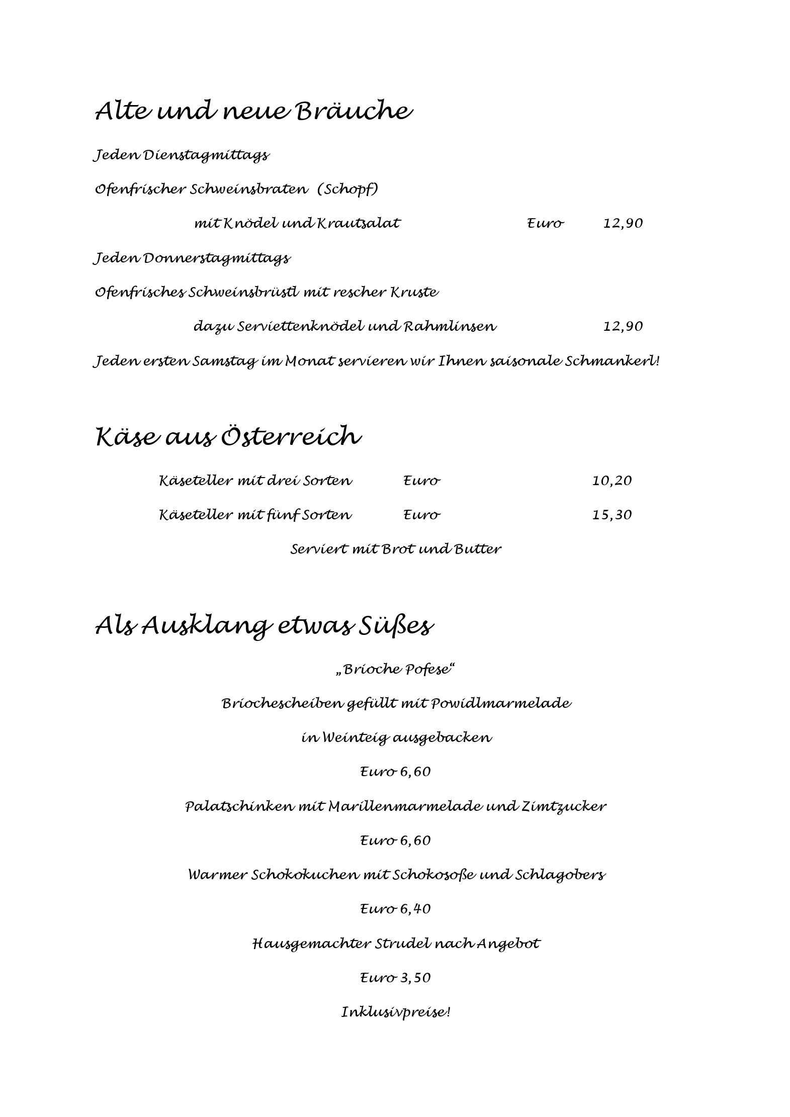 Speisekarte Hinterbruhl in Salzburg, Seite 4