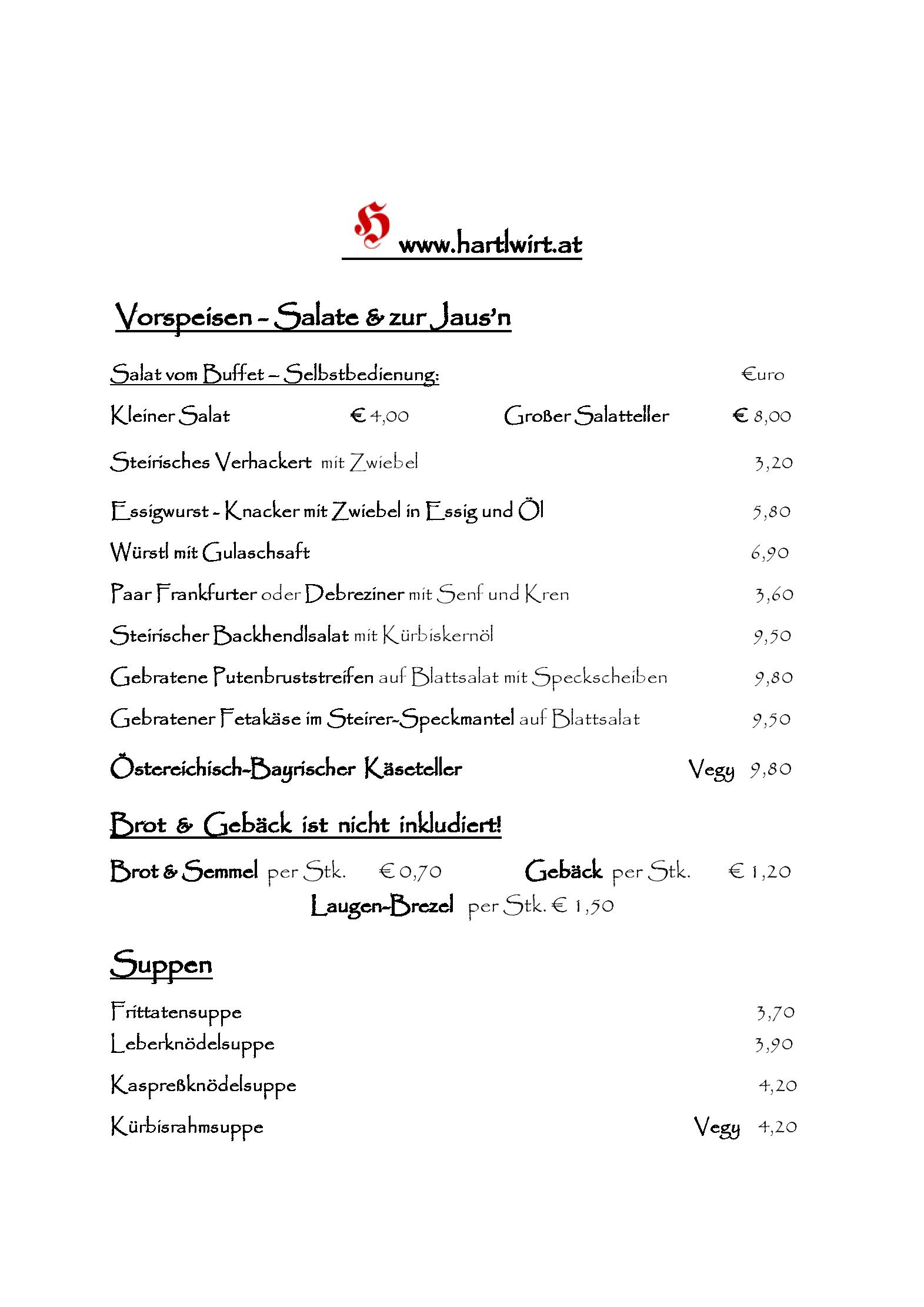 Speisekarte Gasthof - Hotel Hartlwirt in Salzburg, Seite 5
