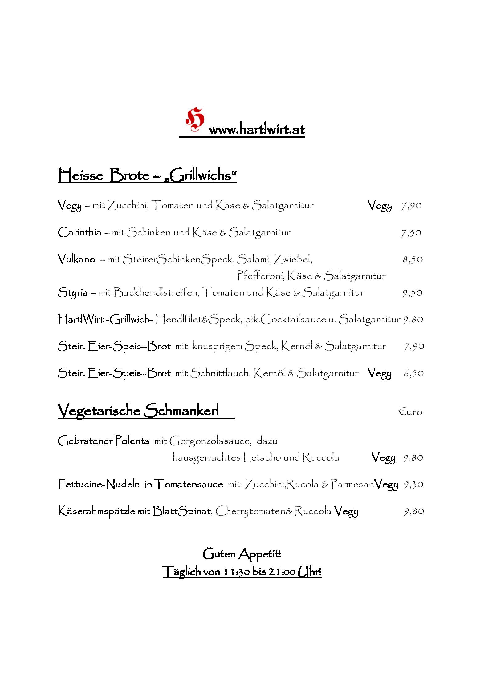 Speisekarte Gasthof - Hotel Hartlwirt in Salzburg, Seite 4
