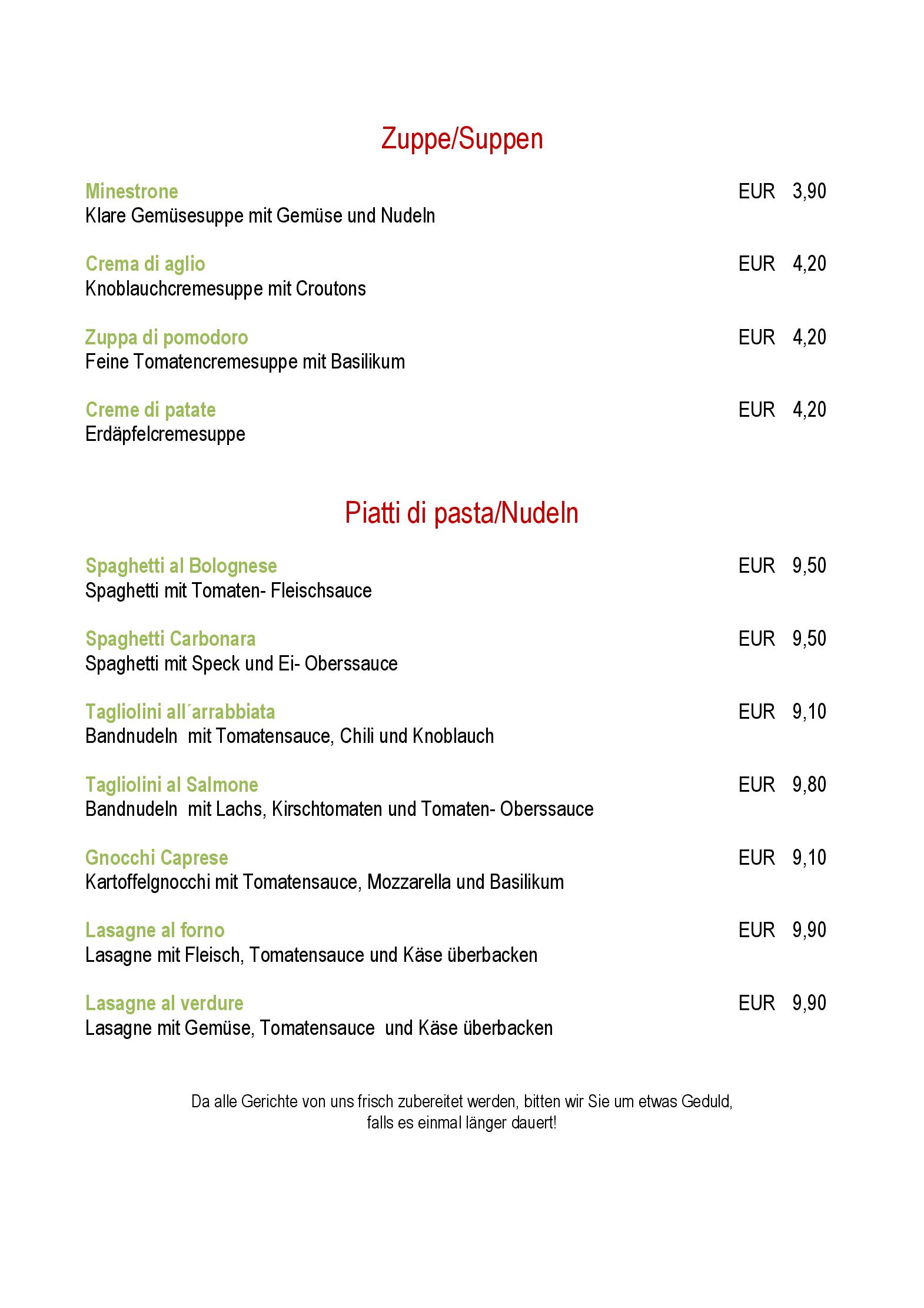 Speisekarte Trattoria Il Corriere in Spital am Pyhrn, Seite 3