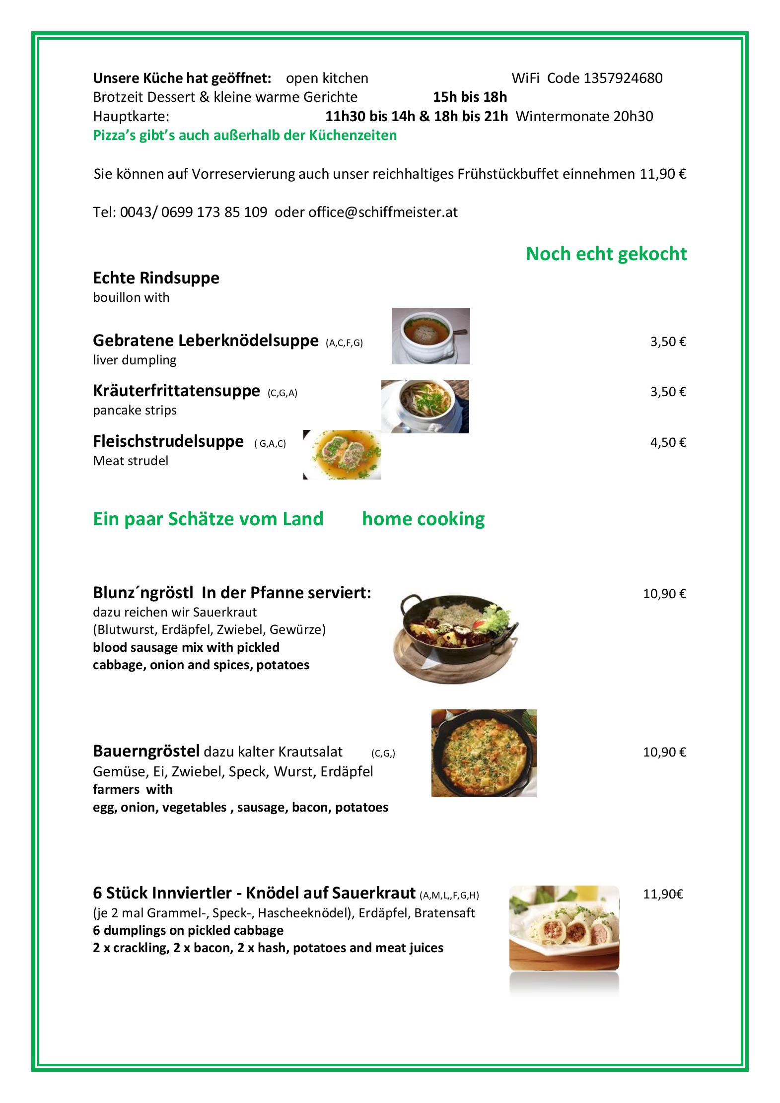 Speisekarte Gasthof zum Schiffmeister in Wesenufer, Seite 5