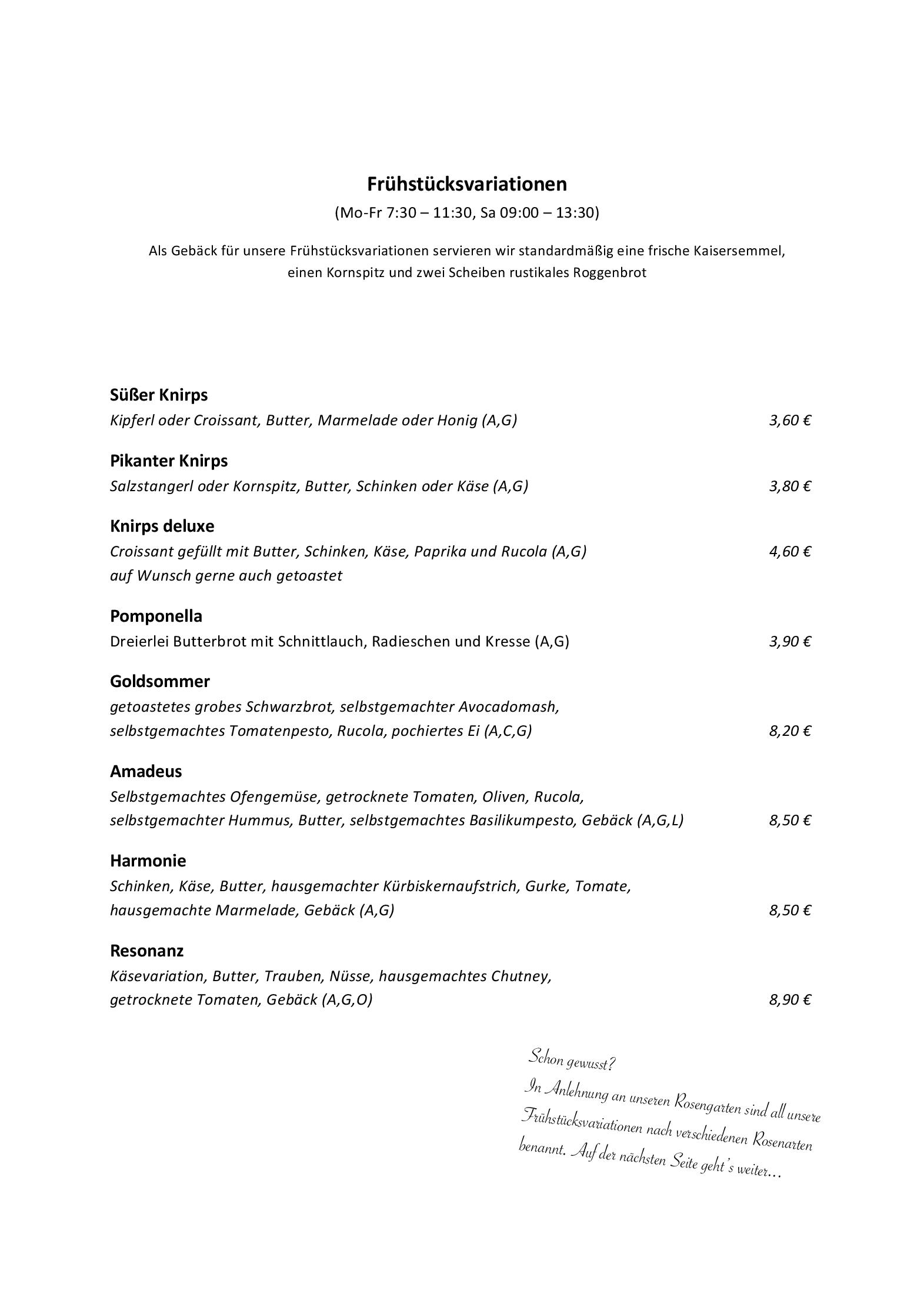 Speisekarte CAFÉ FOTTER in Graz, Seite 2