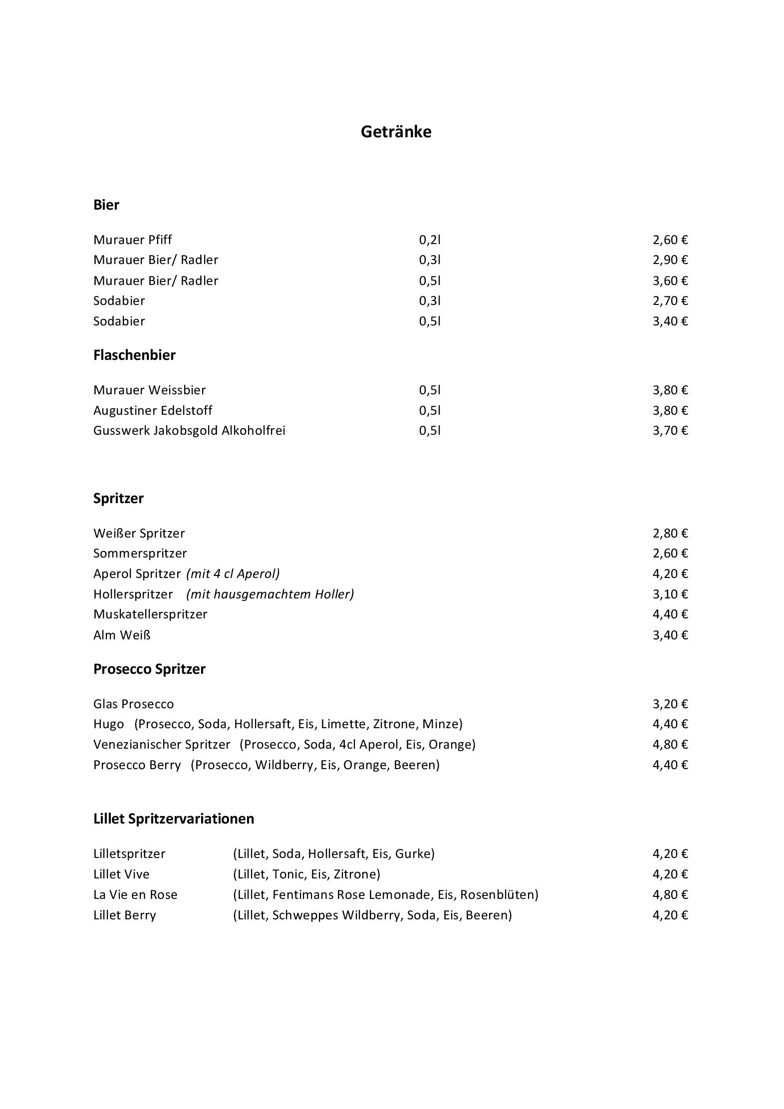 Speisekarte CAFÉ FOTTER in Graz, Seite 8