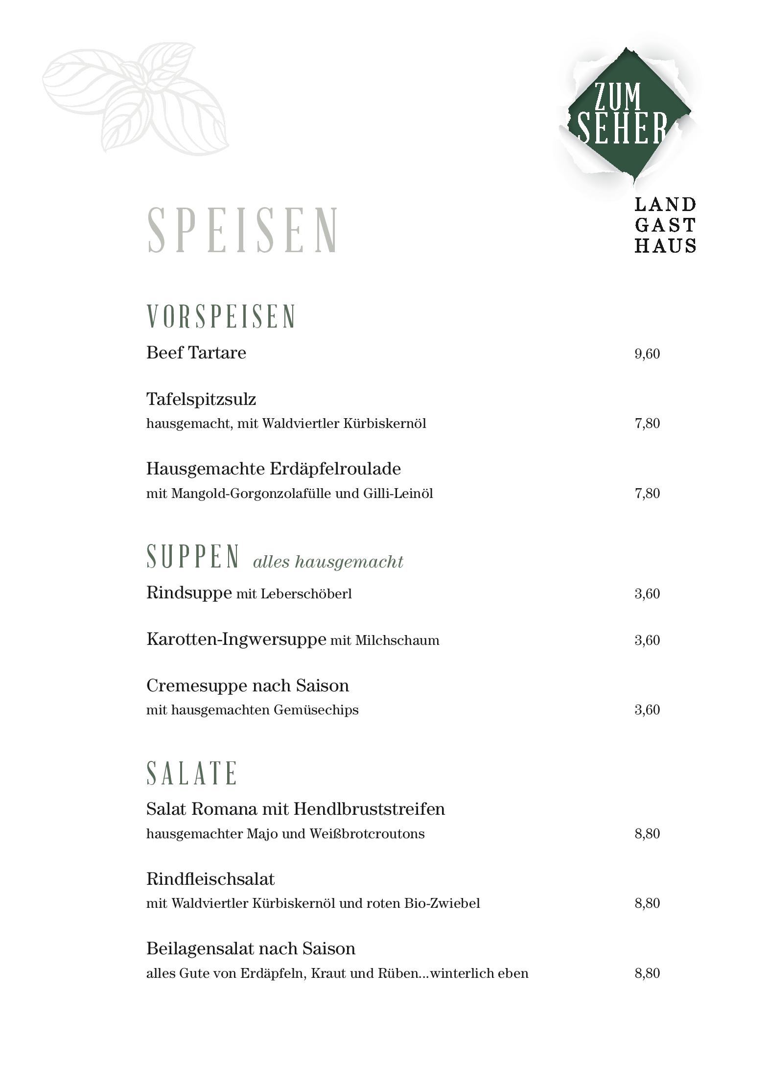 Speisekarte Landgasthaus Zum Seher in Eggenburg, Seite 25