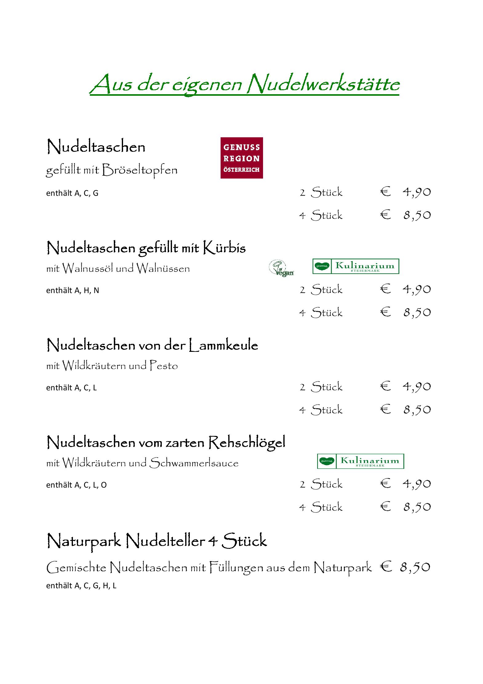 Speisekarte Gasthof Knappenwirt in Mariahof, Seite 3