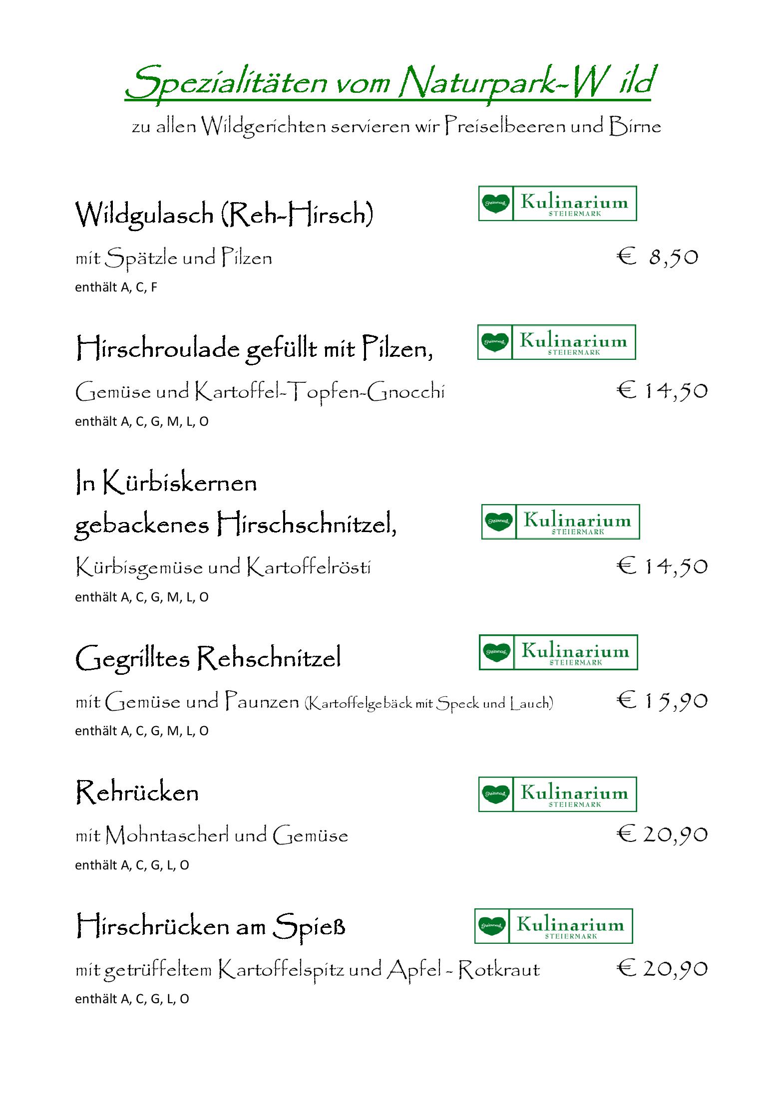 Speisekarte Gasthof Knappenwirt in Mariahof, Seite 5