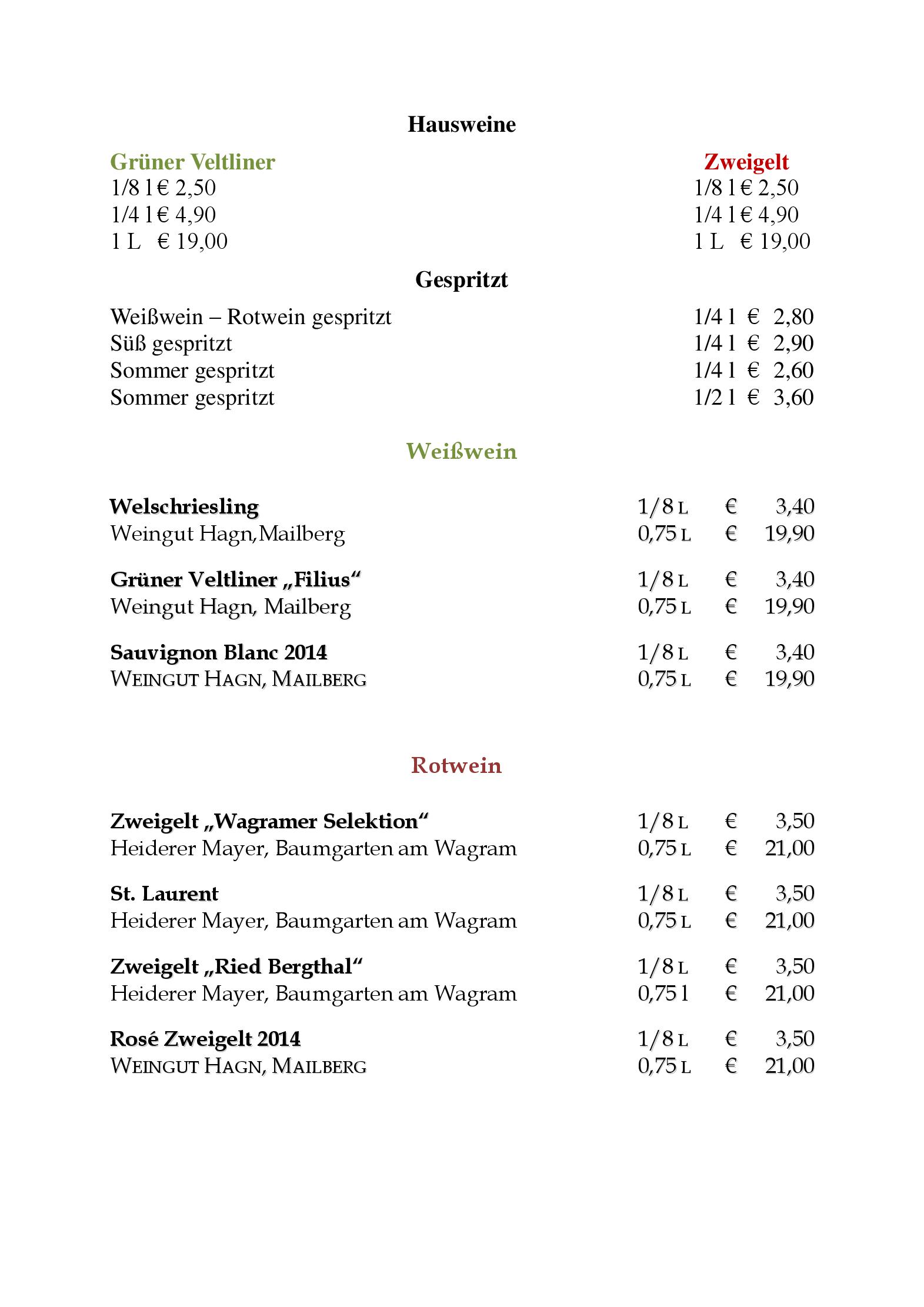 Speisekarte Gasthof Wastlwirt in Salzburg, Seite 6