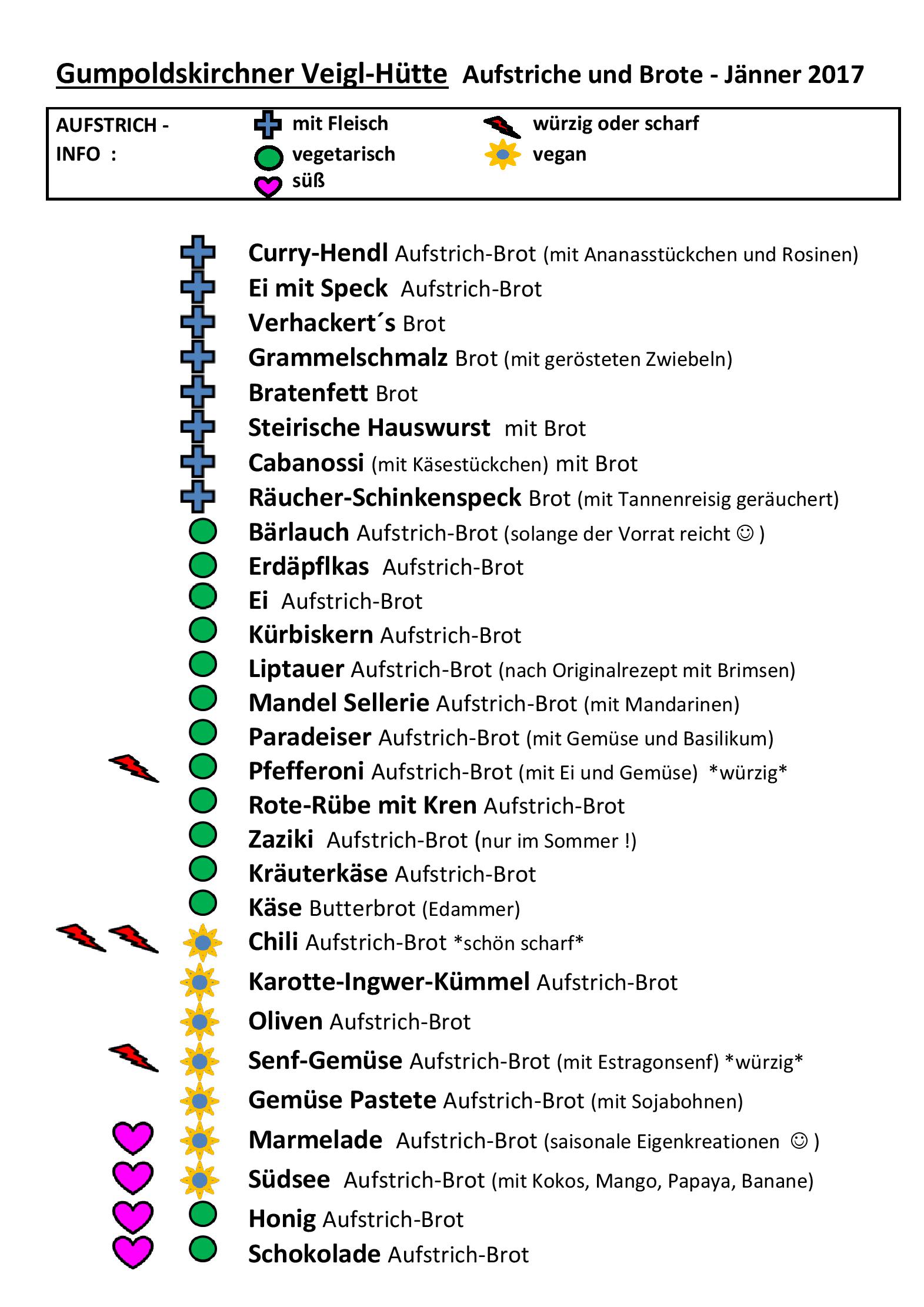 Speisekarte GUMPOLDSKIRCHNER VEIGL-HÜTTE in Gumpoldskirchen, Seite 2