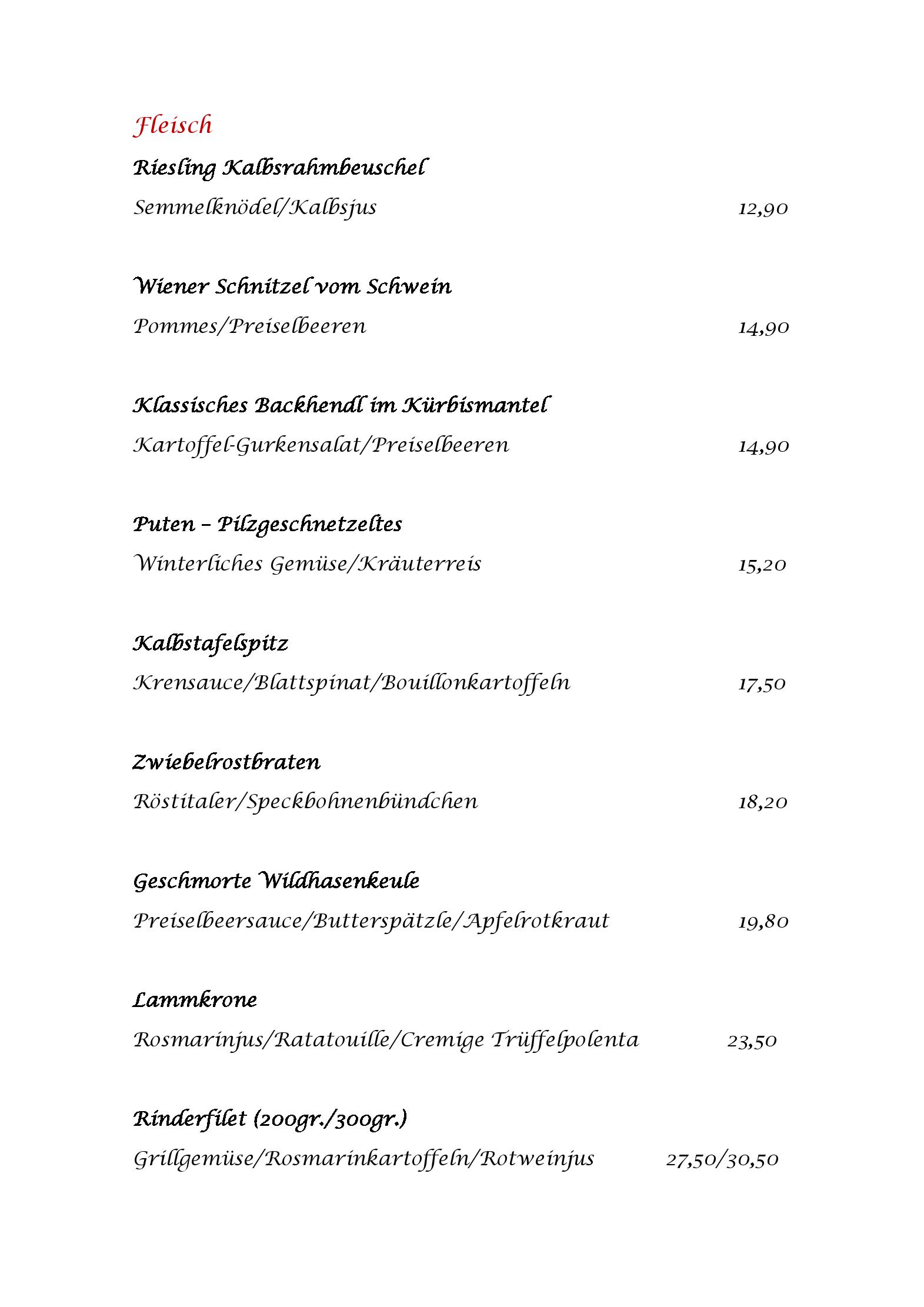 Speisekarte Hotel Kanisfluh in Mellau, Seite 4