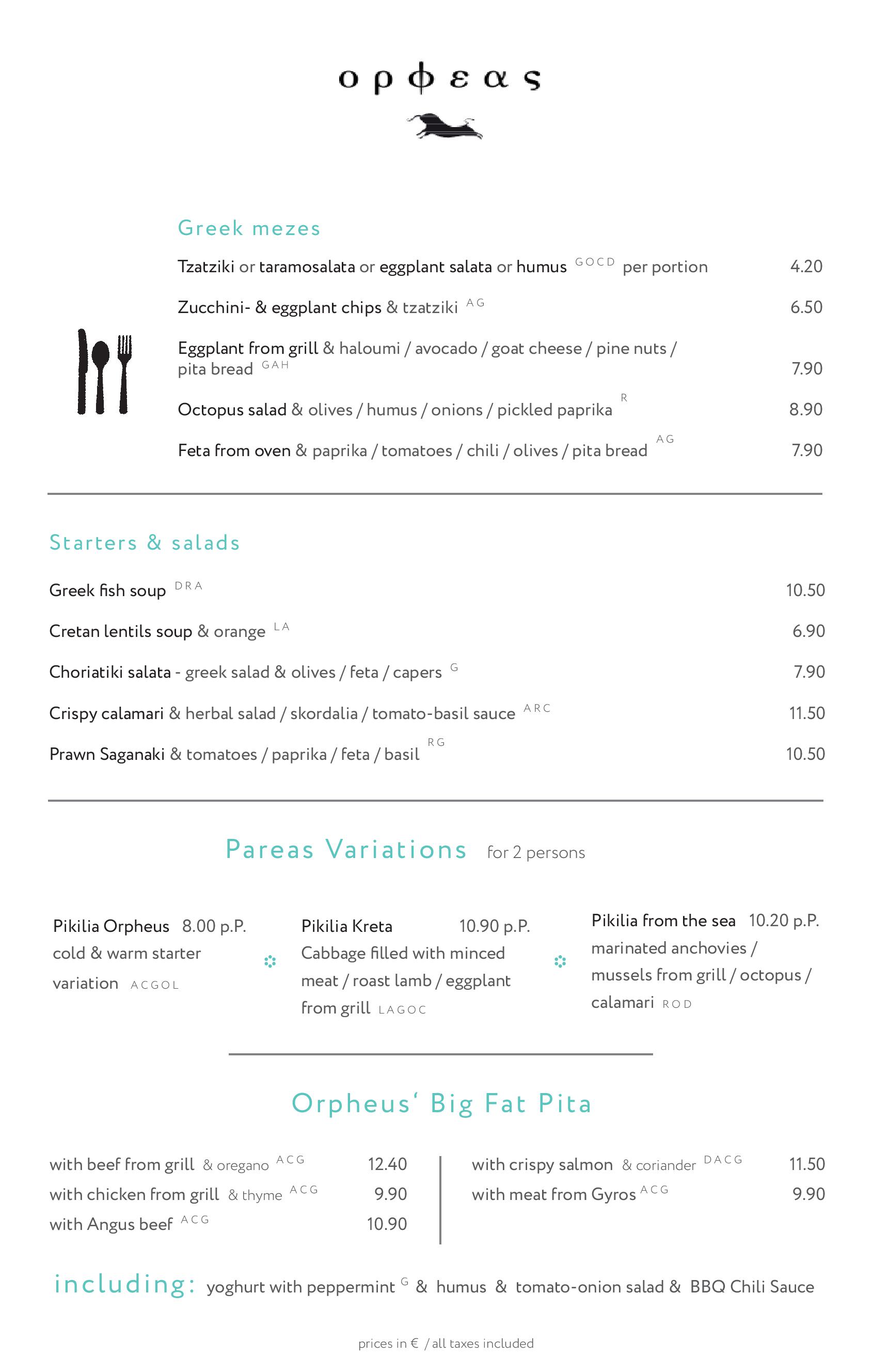 Speisekarte Restaurant Orpheus in Wien, Seite 4