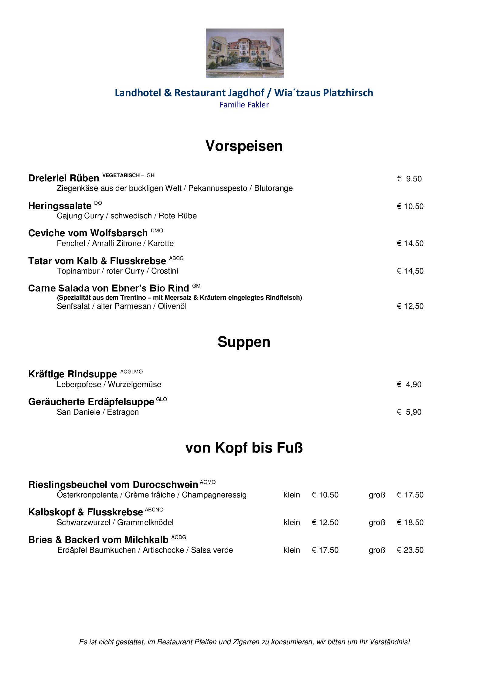 Speisekarte Landhotel & Restaurant Jagdhof in Guntramsdorf, Seite 2