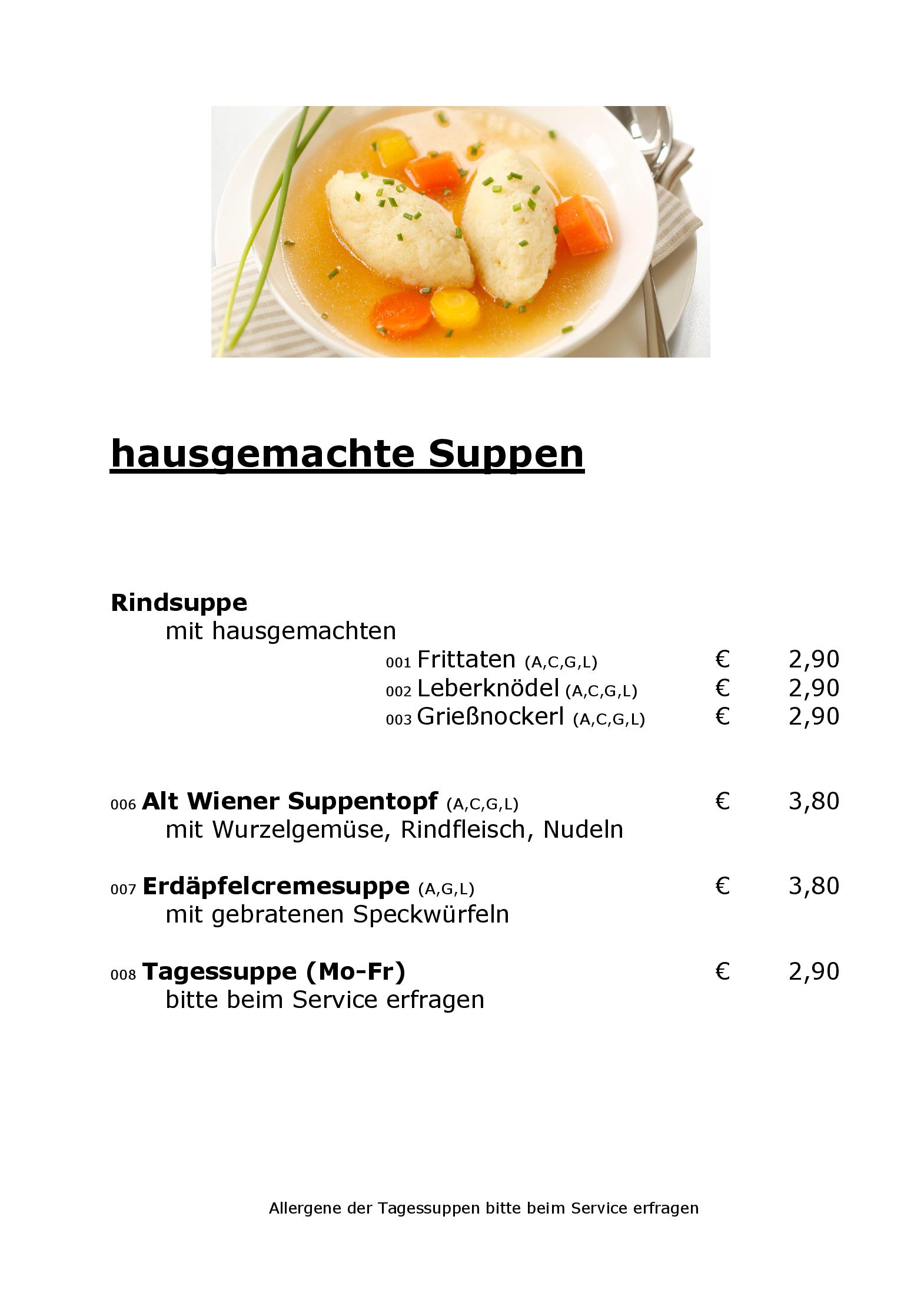 Speisekarte Cafe-Restaurant Kalvarienberg in Wien, Seite 2