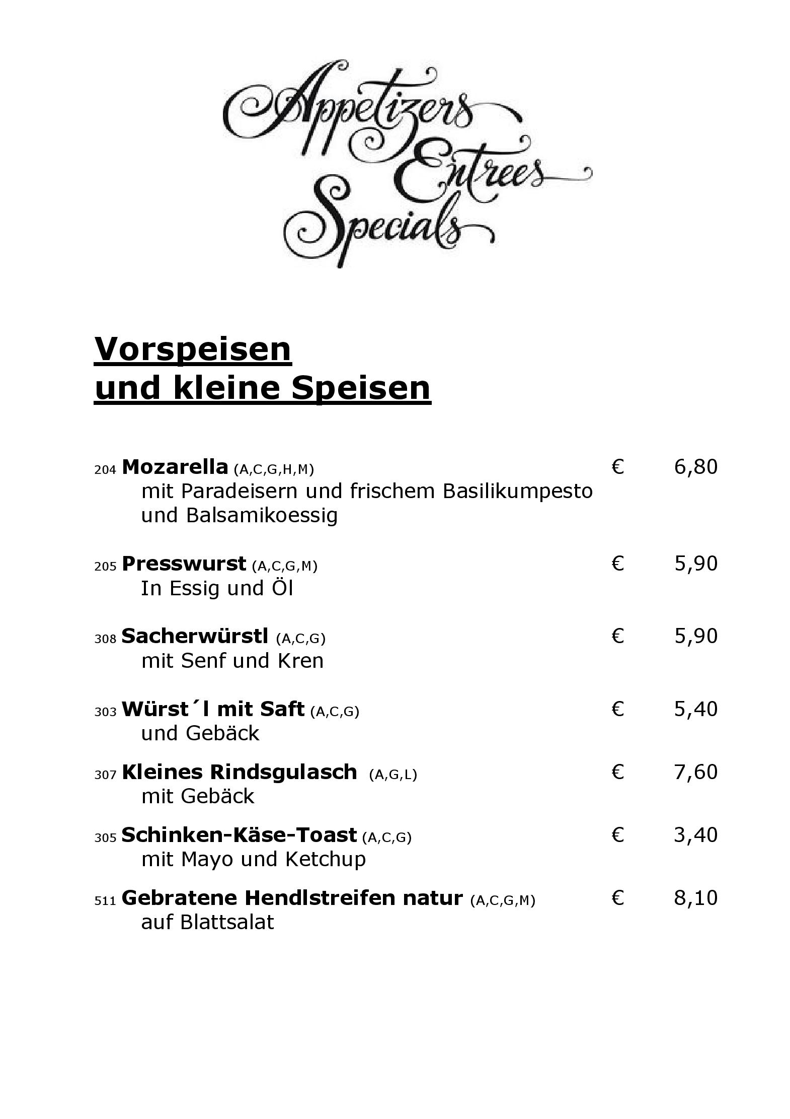 Speisekarte Cafe-Restaurant Kalvarienberg in Wien, Seite 3
