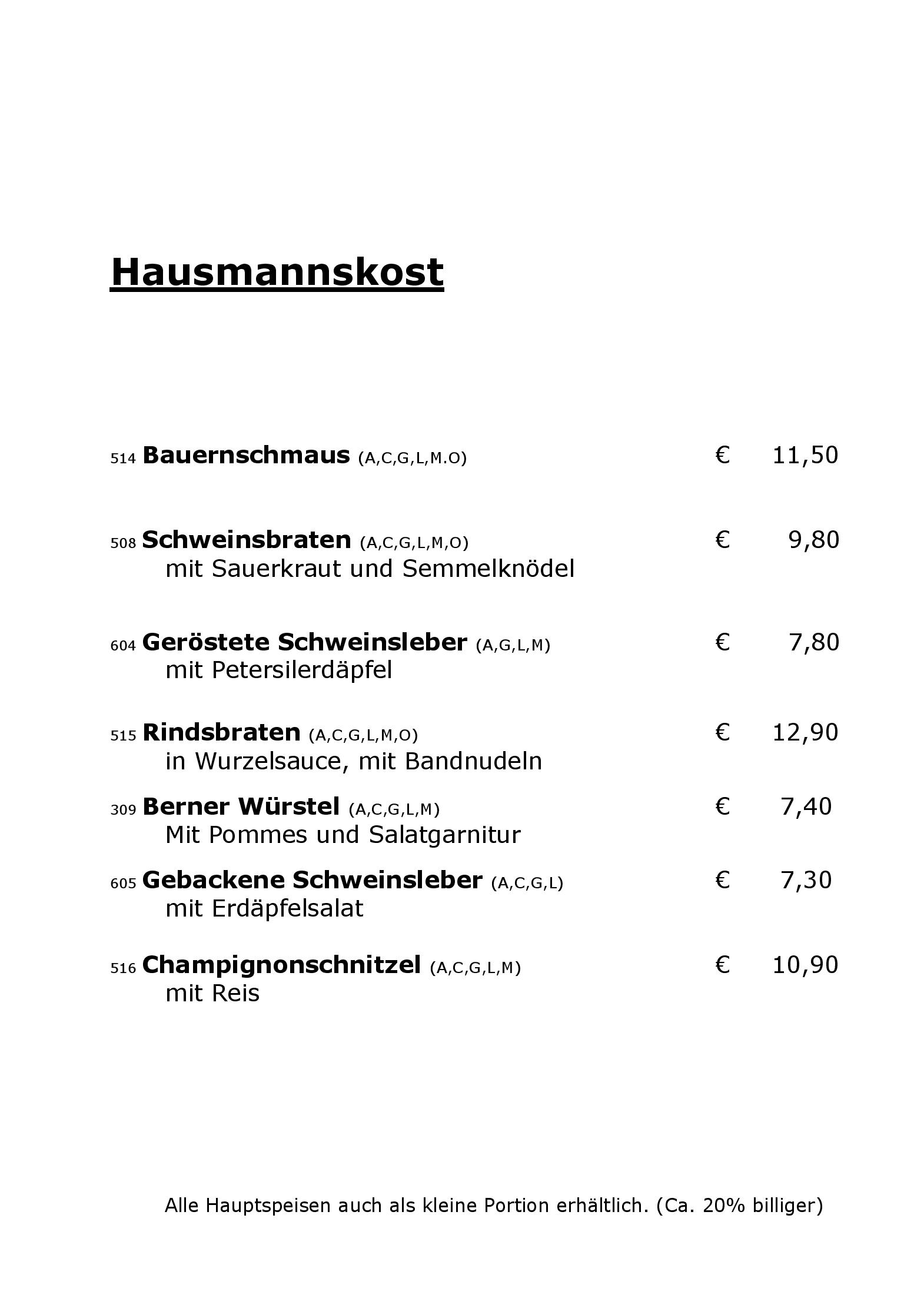 Speisekarte Cafe-Restaurant Kalvarienberg in Wien, Seite 6