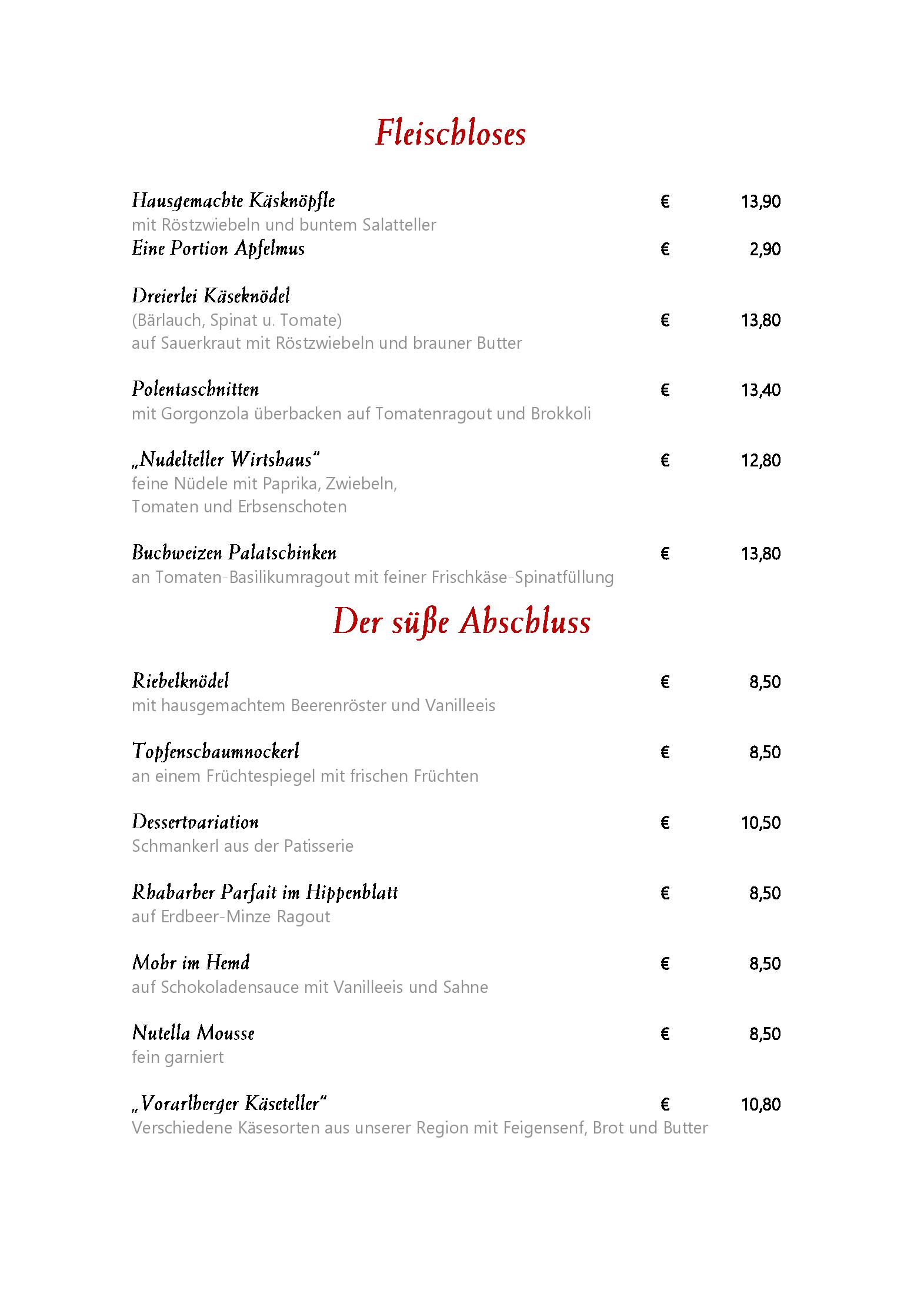 Speisekarte Wirtshaus am See in Bregenz, Seite 6