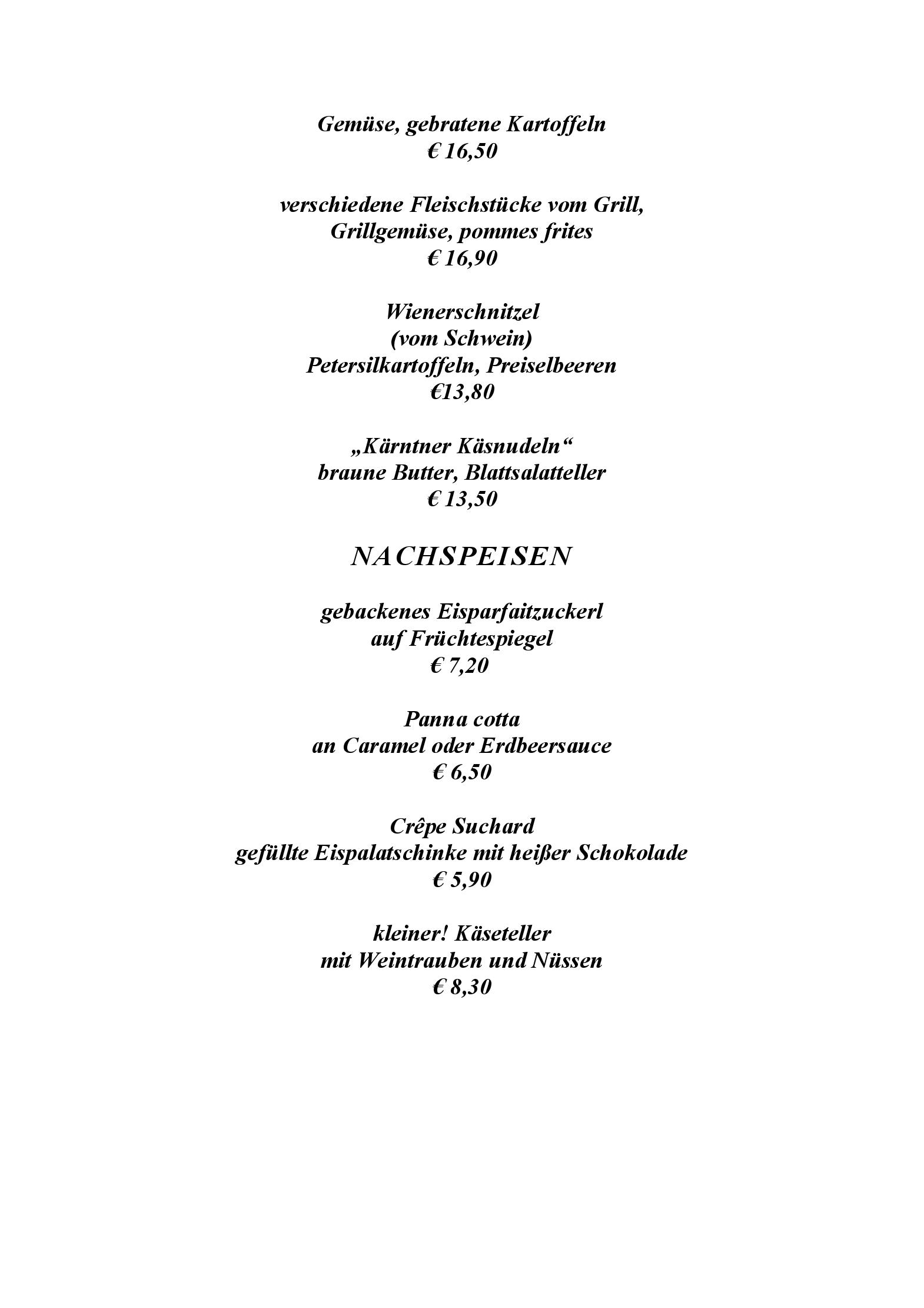 Speisekarte HOTEL RESTAURANT GLANTALERHOF in Österreich, Seite 3