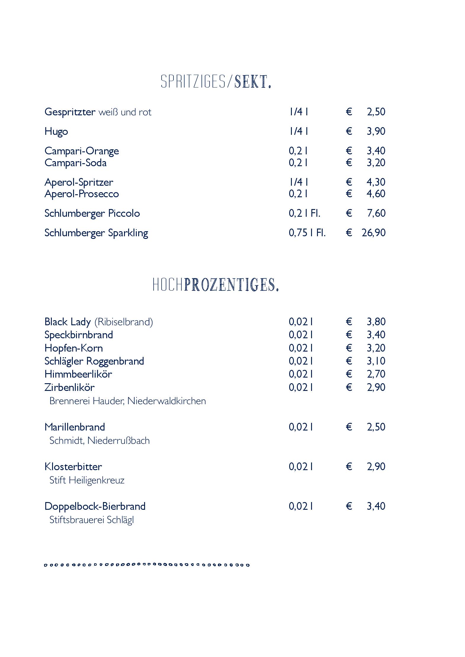 Speisekarte Stift Schlägl in Aigen-Schlägl, Seite 12