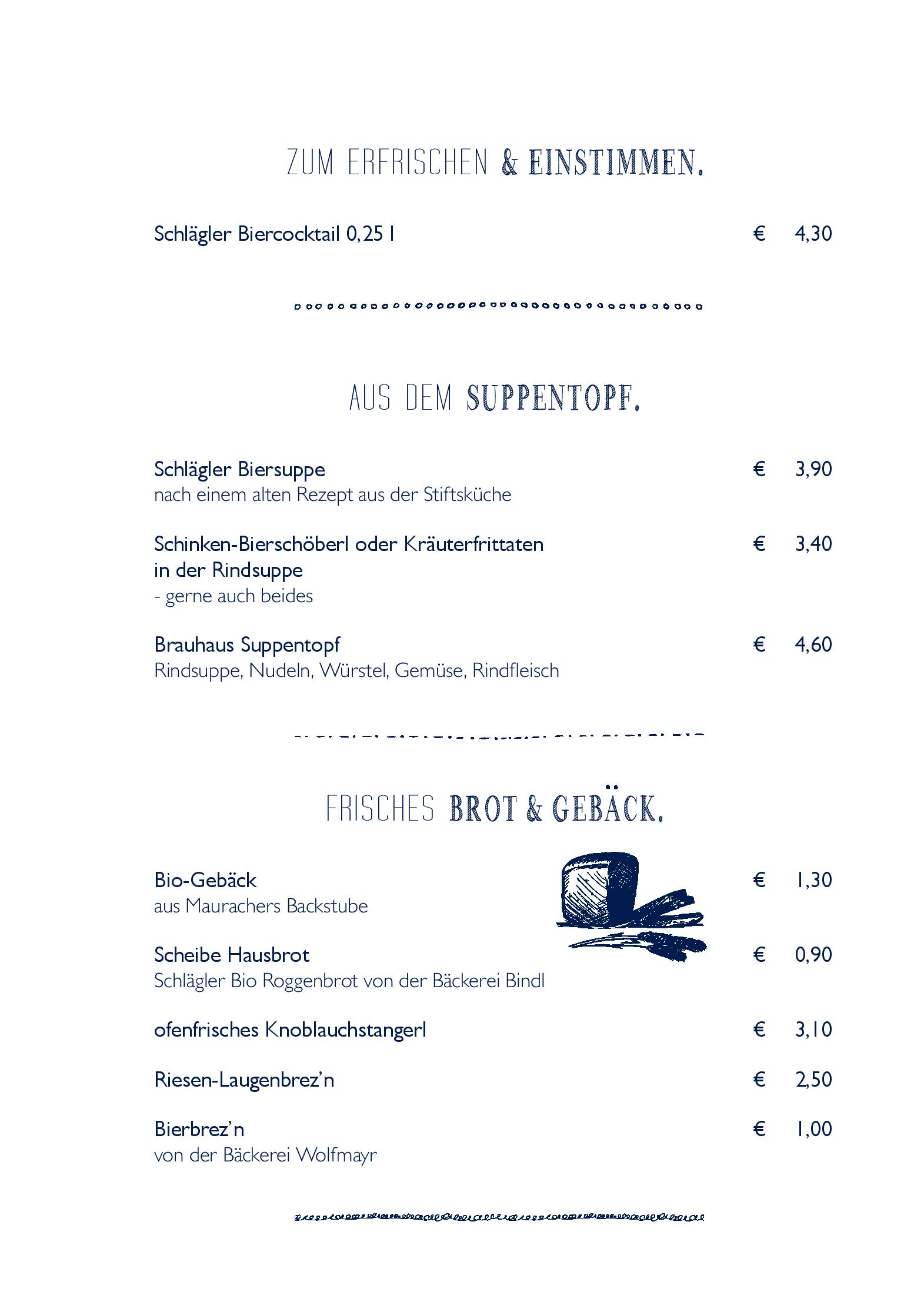 Speisekarte Stift Schlägl in Aigen-Schlägl, Seite 3