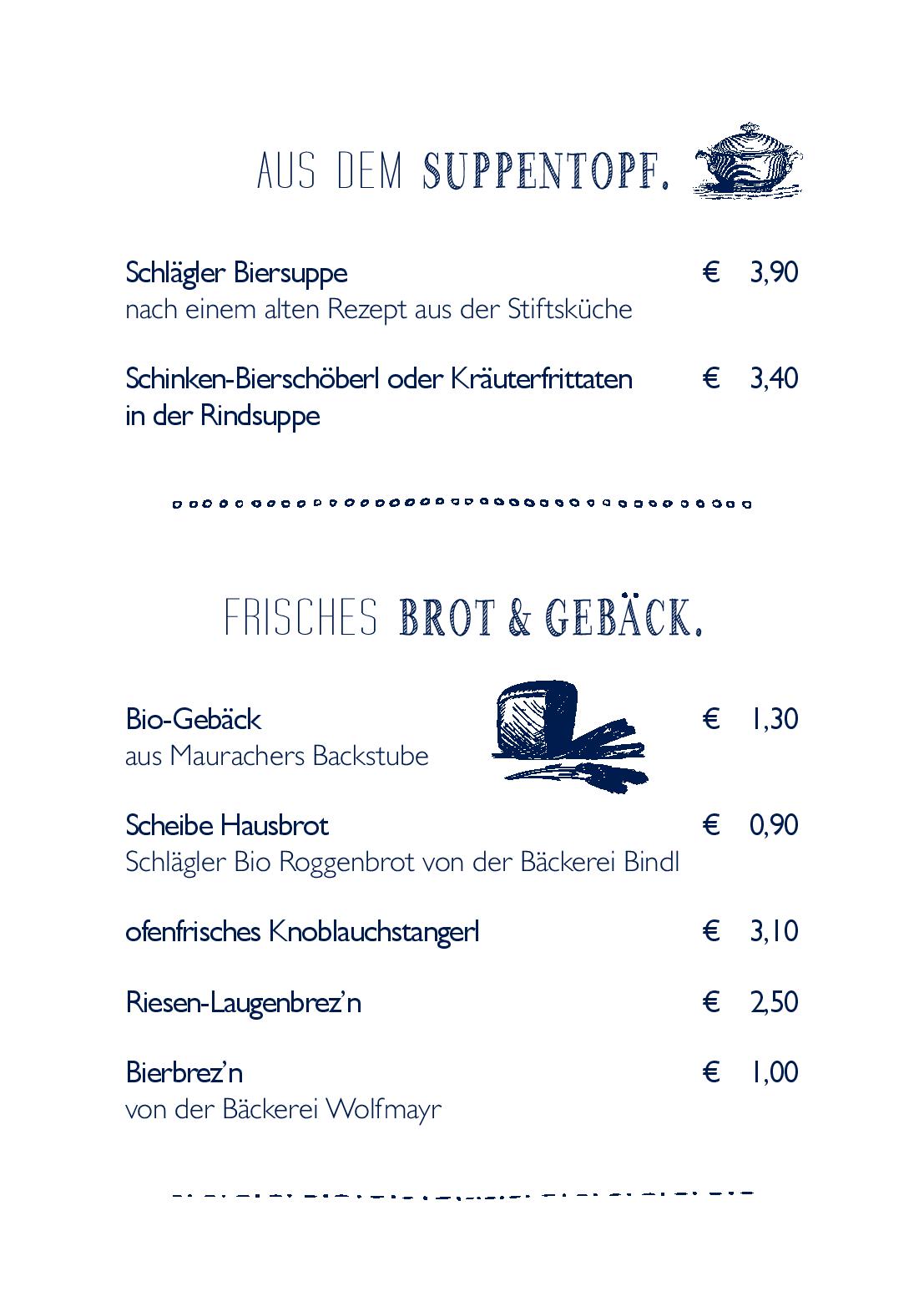 Speisekarte Stift Schlägl in Aigen-Schlägl, Seite 16