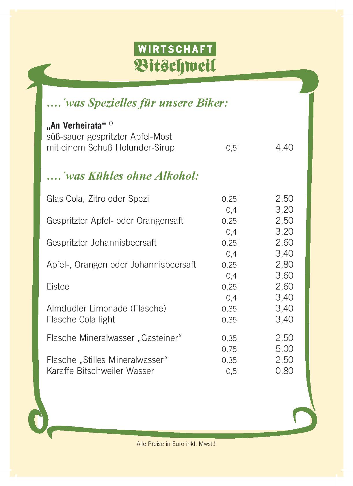 Speisekarte Wirtschaft Bitschweil in Tschagguns, Seite 10