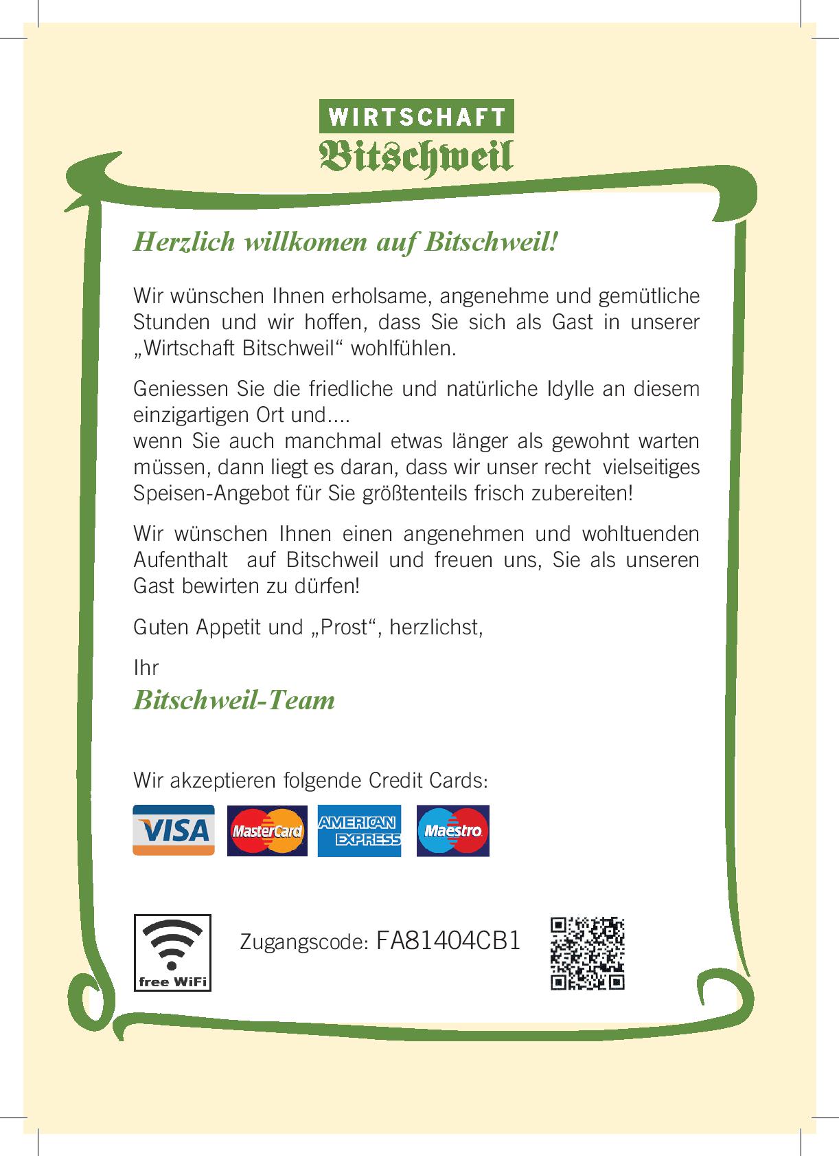 Speisekarte Wirtschaft Bitschweil in Tschagguns, Seite 2
