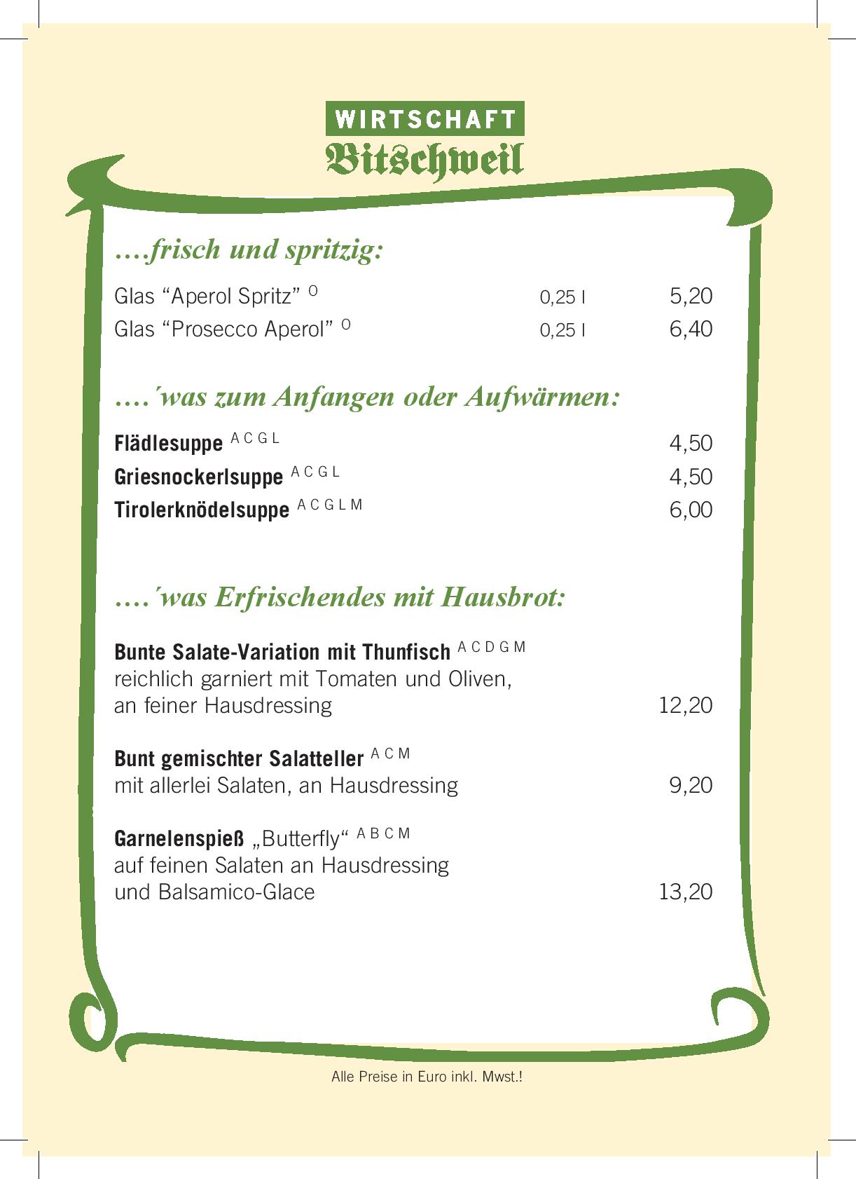 Speisekarte Wirtschaft Bitschweil in Tschagguns, Seite 3