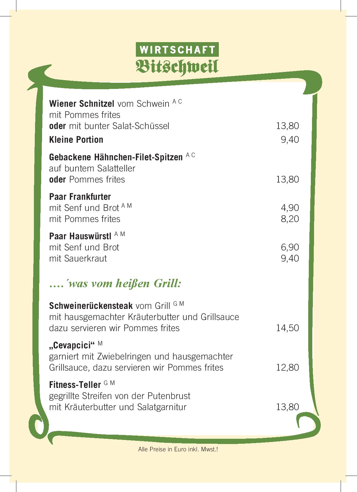 Speisekarte Wirtschaft Bitschweil in Tschagguns, Seite 5