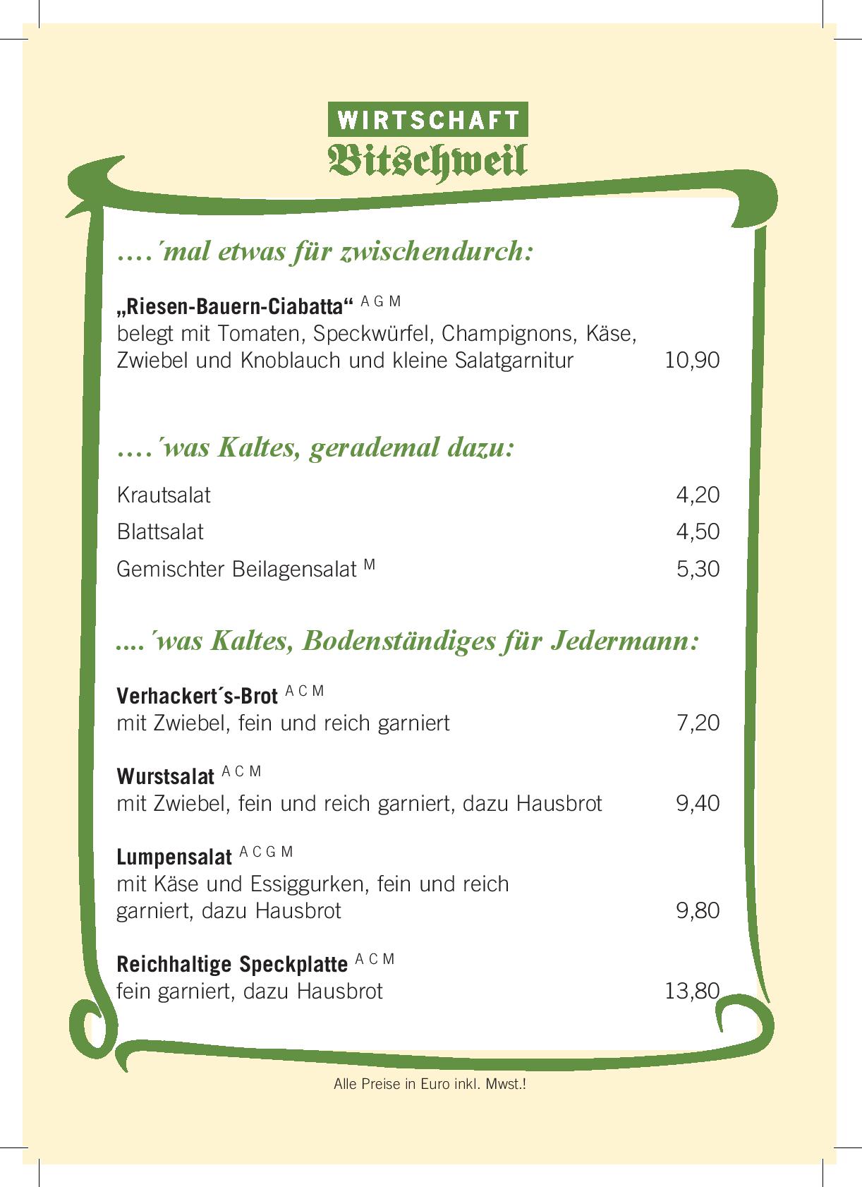 Speisekarte Wirtschaft Bitschweil in Tschagguns, Seite 7