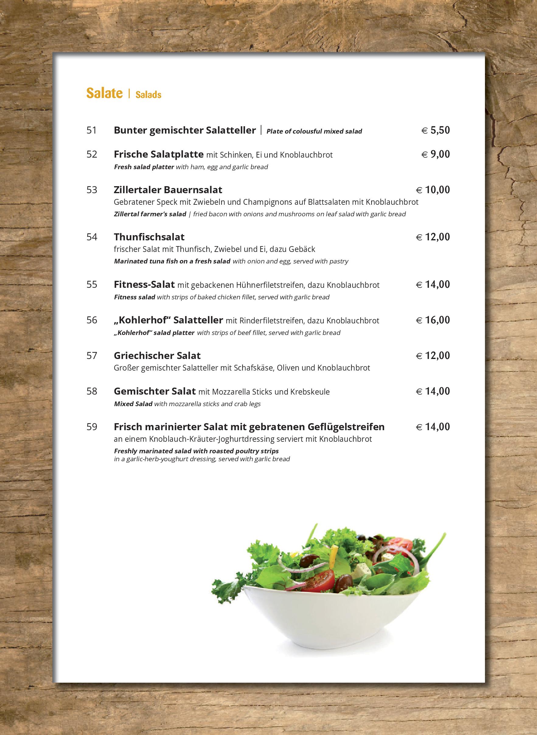 Speisekarte Après Ski & Restaurant in Fügen, Seite 12