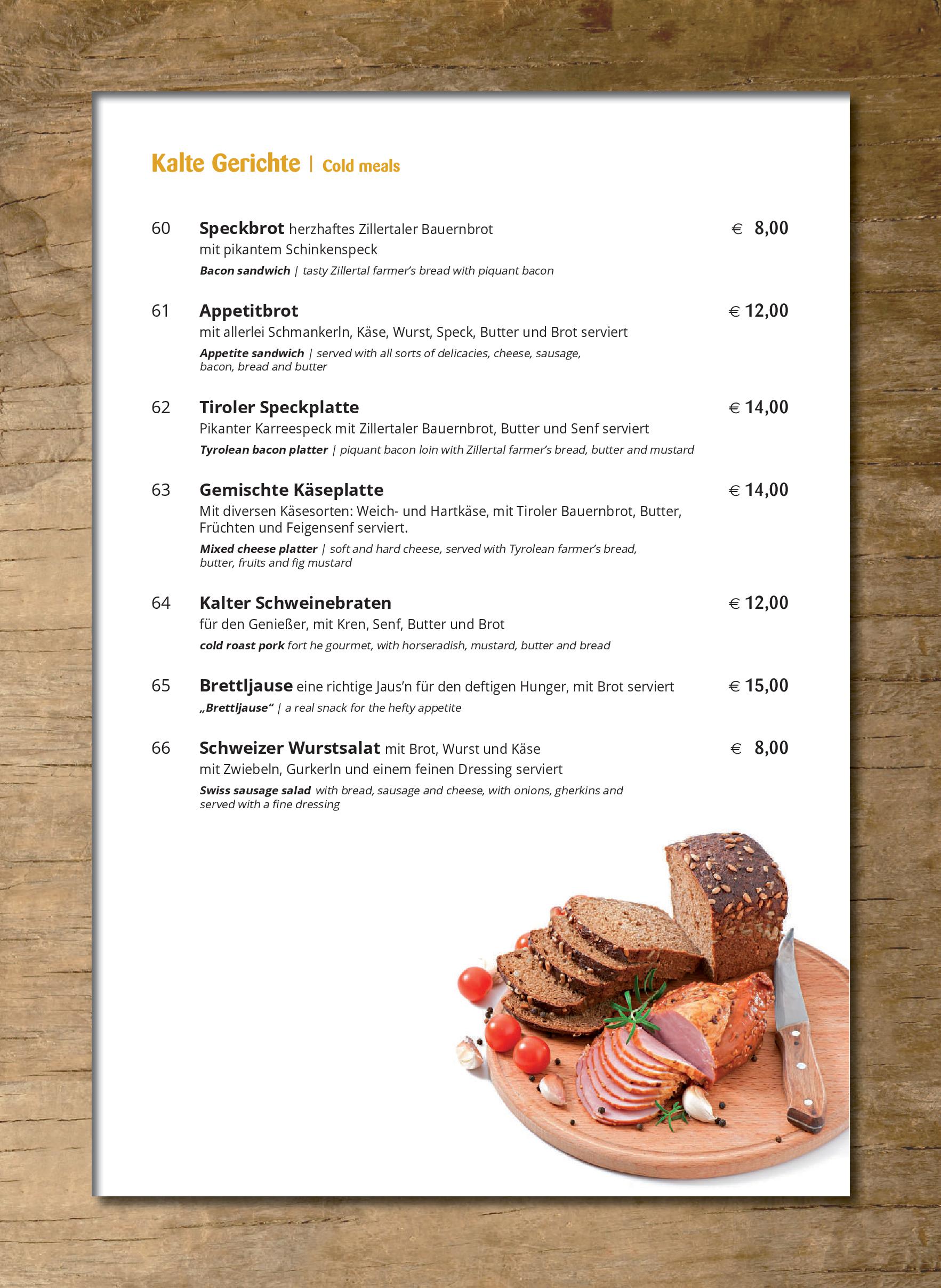 Speisekarte Après Ski & Restaurant in Fügen, Seite 13
