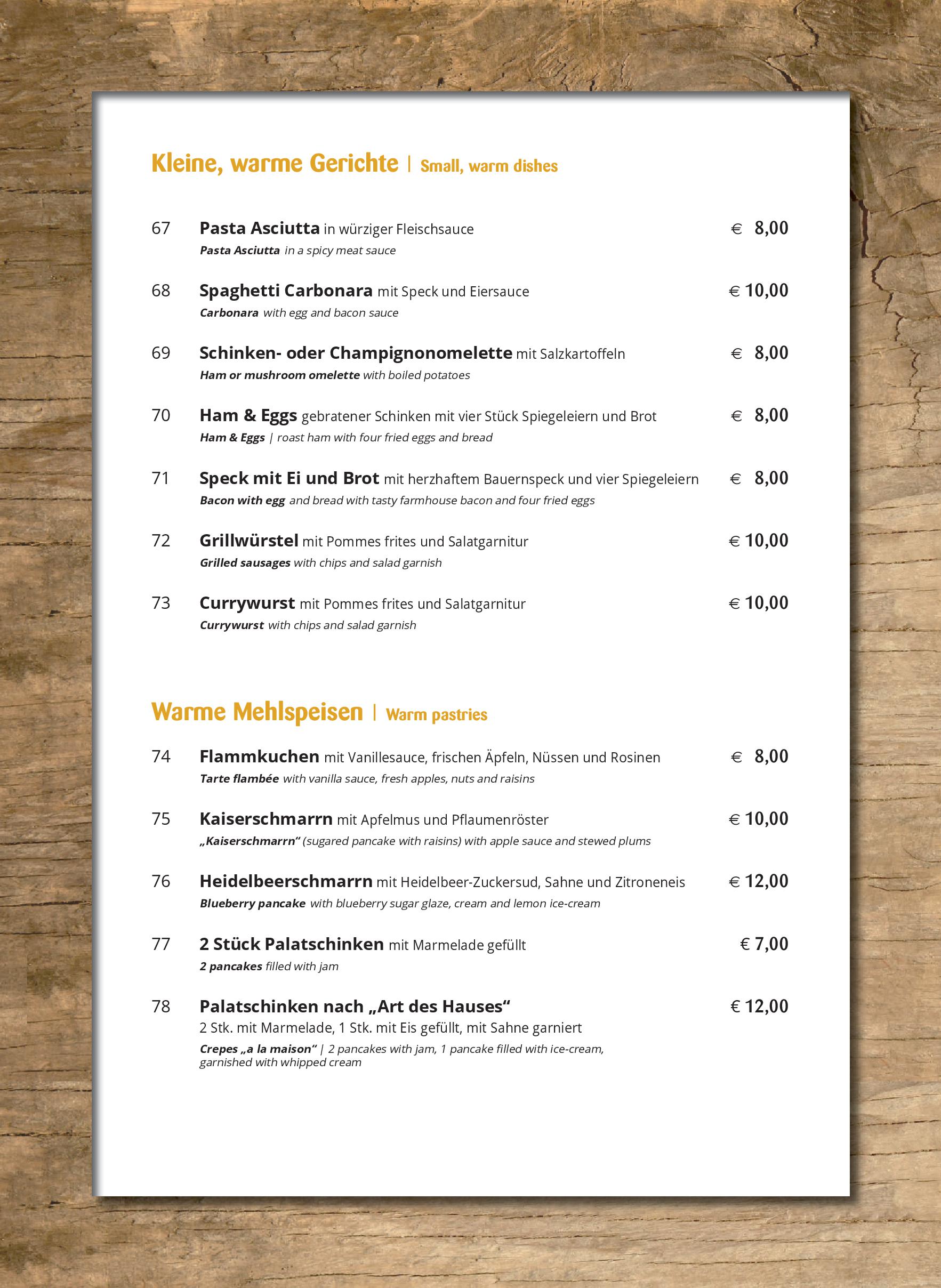 Speisekarte Après Ski & Restaurant in Fügen, Seite 14