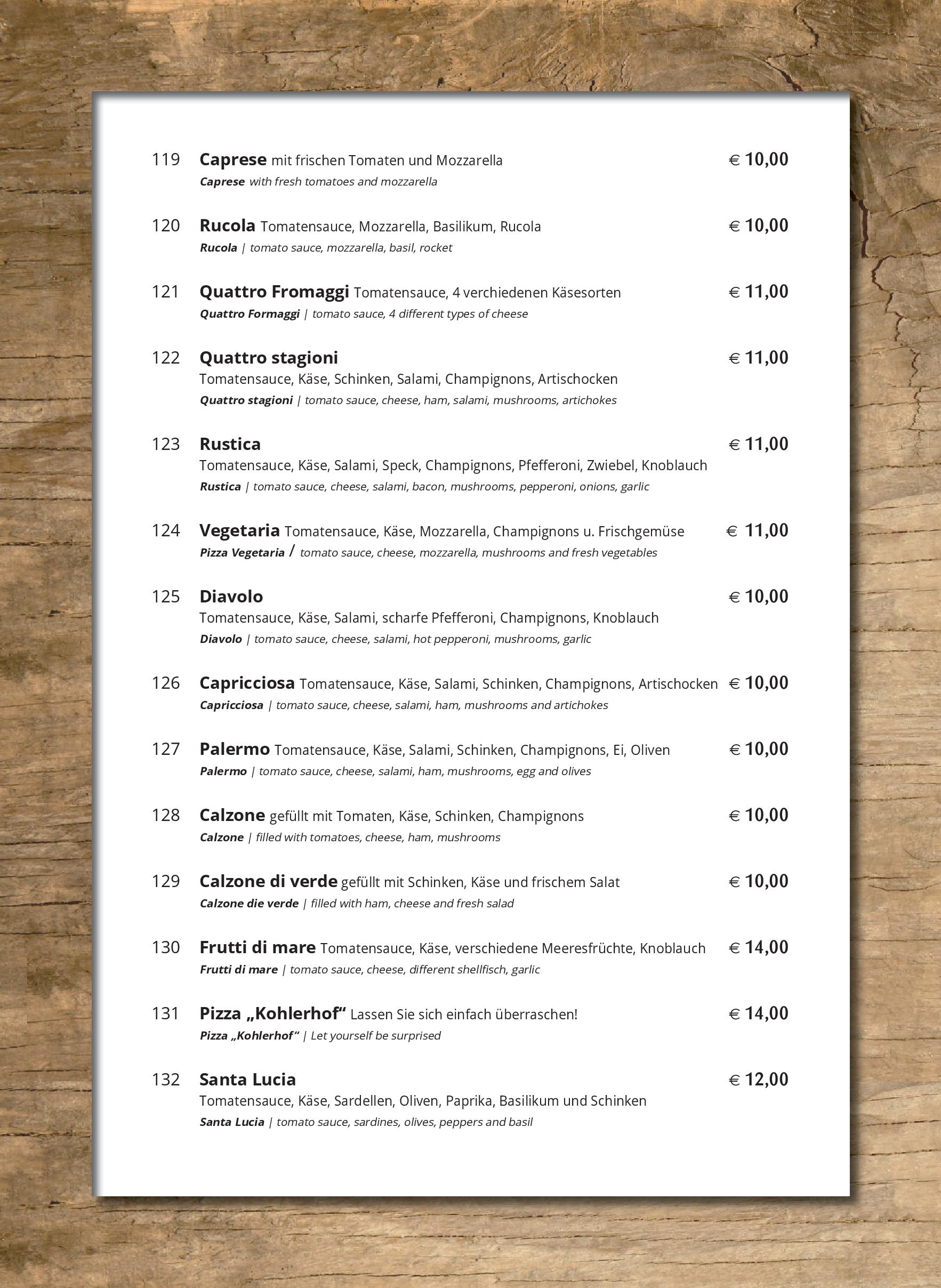 Speisekarte Après Ski & Restaurant in Fügen, Seite 20
