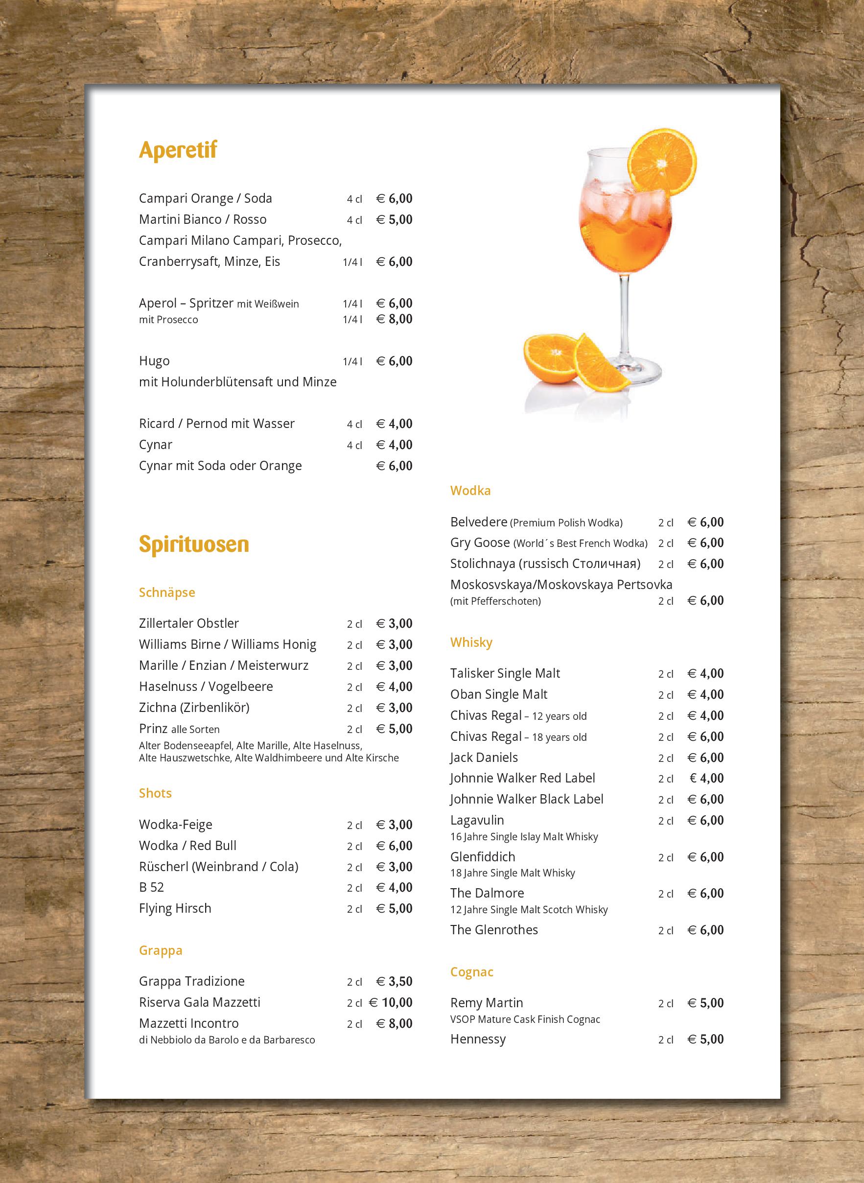 Speisekarte Après Ski & Restaurant in Fügen, Seite 26