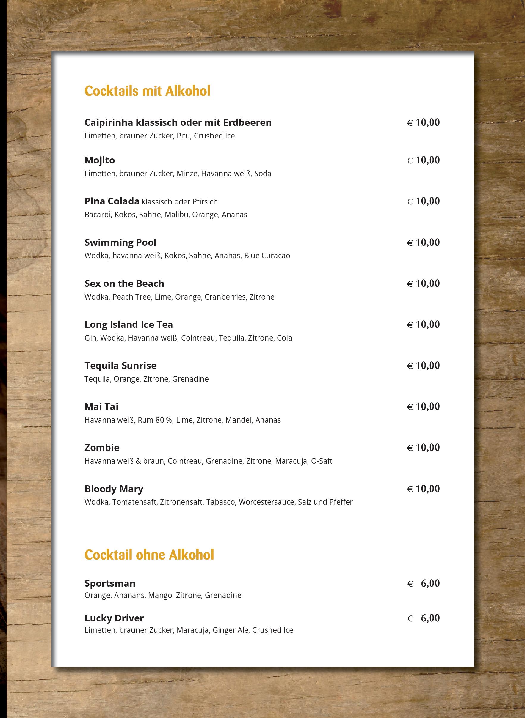 Speisekarte Après Ski & Restaurant in Fügen, Seite 29