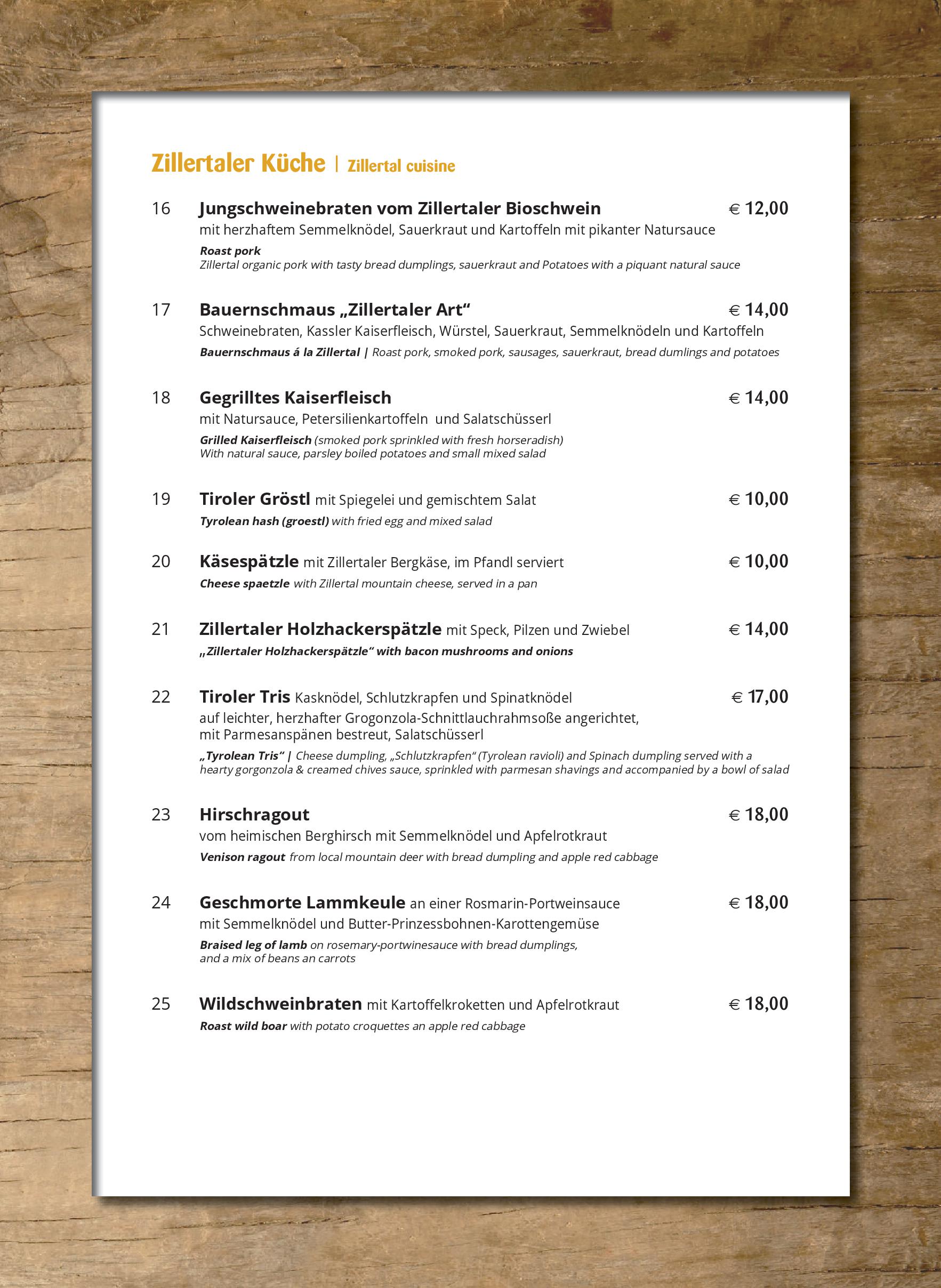 Speisekarte Après Ski & Restaurant in Fügen, Seite 7